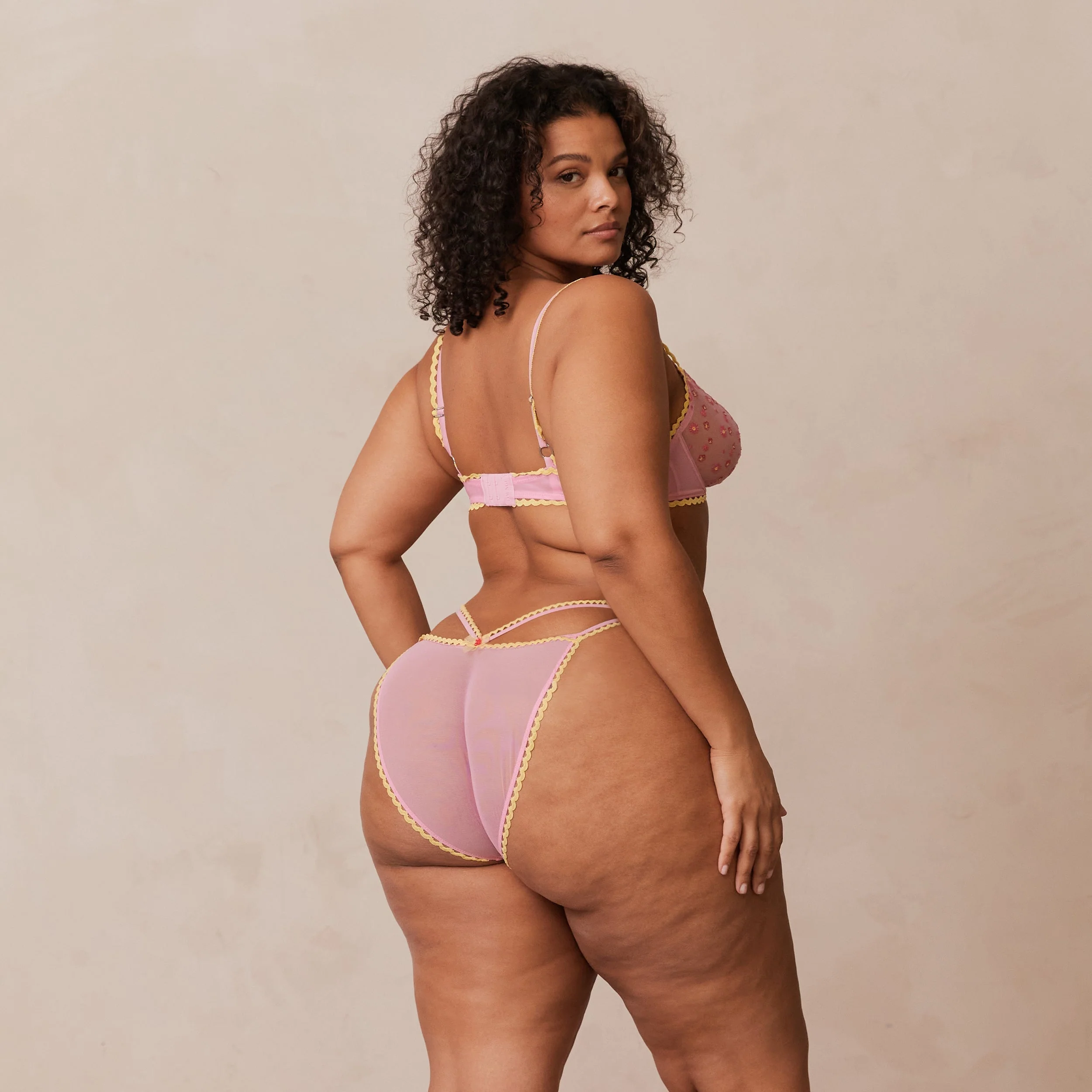 Daisy Embroidered Balcony Bra - Pink - Image 14