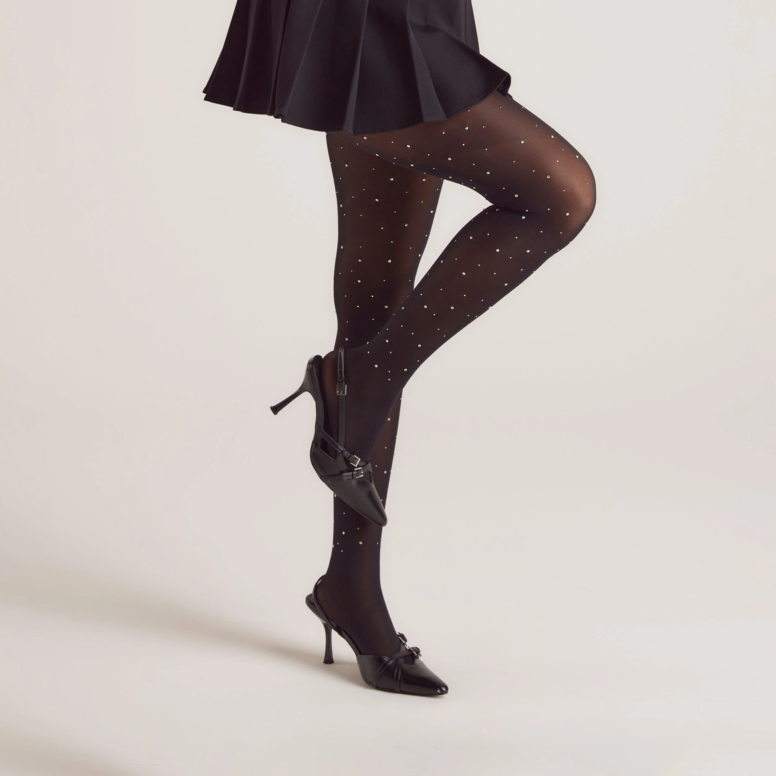 Diamanté Pantyhose (40 Denier) - Black - Image 5