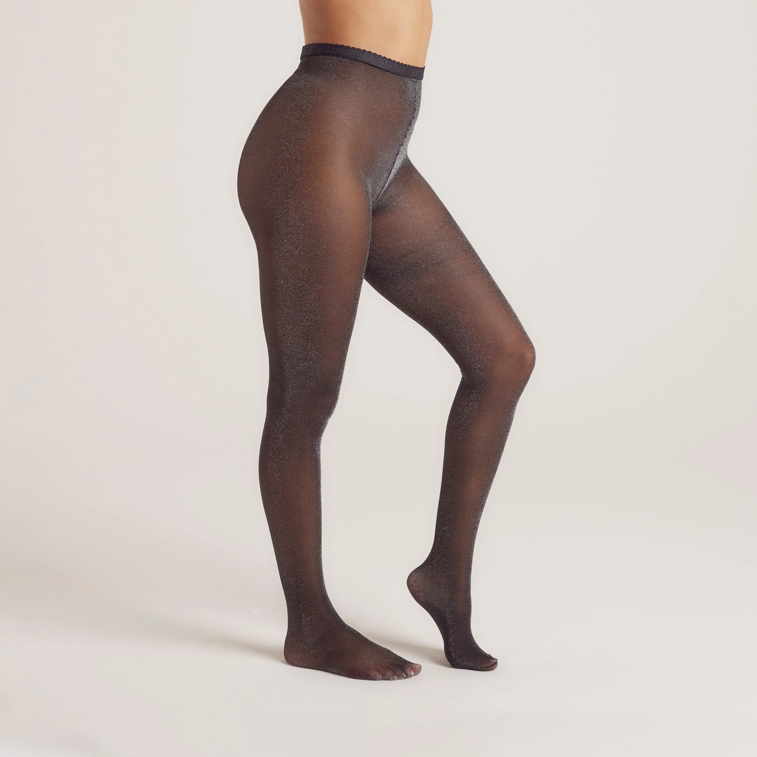Sparkle Lurex Pantyhose (40 Denier) - Black - Image 3