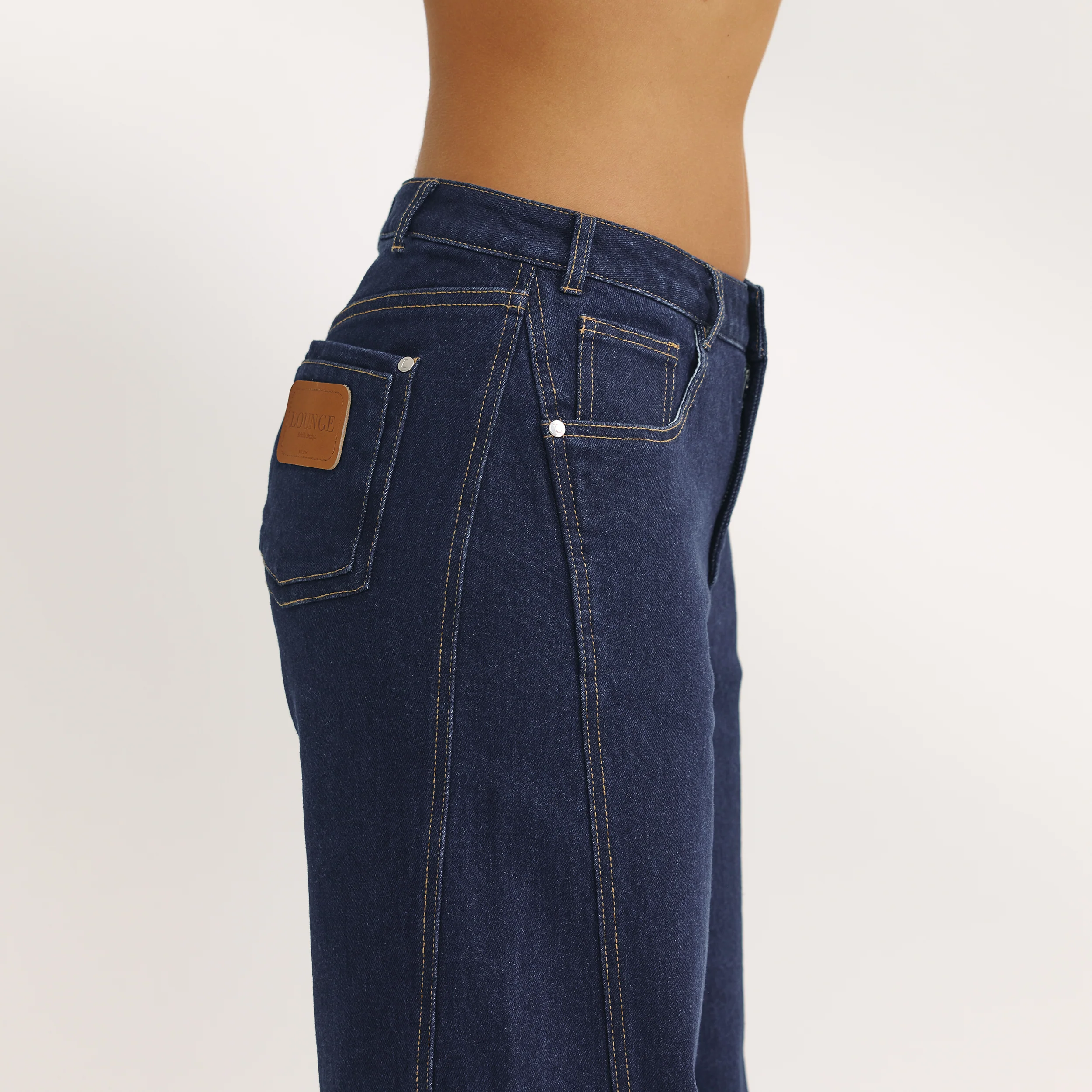 Dipped-Waist Wide-Leg Jeans - Indigo Blue - Image 3