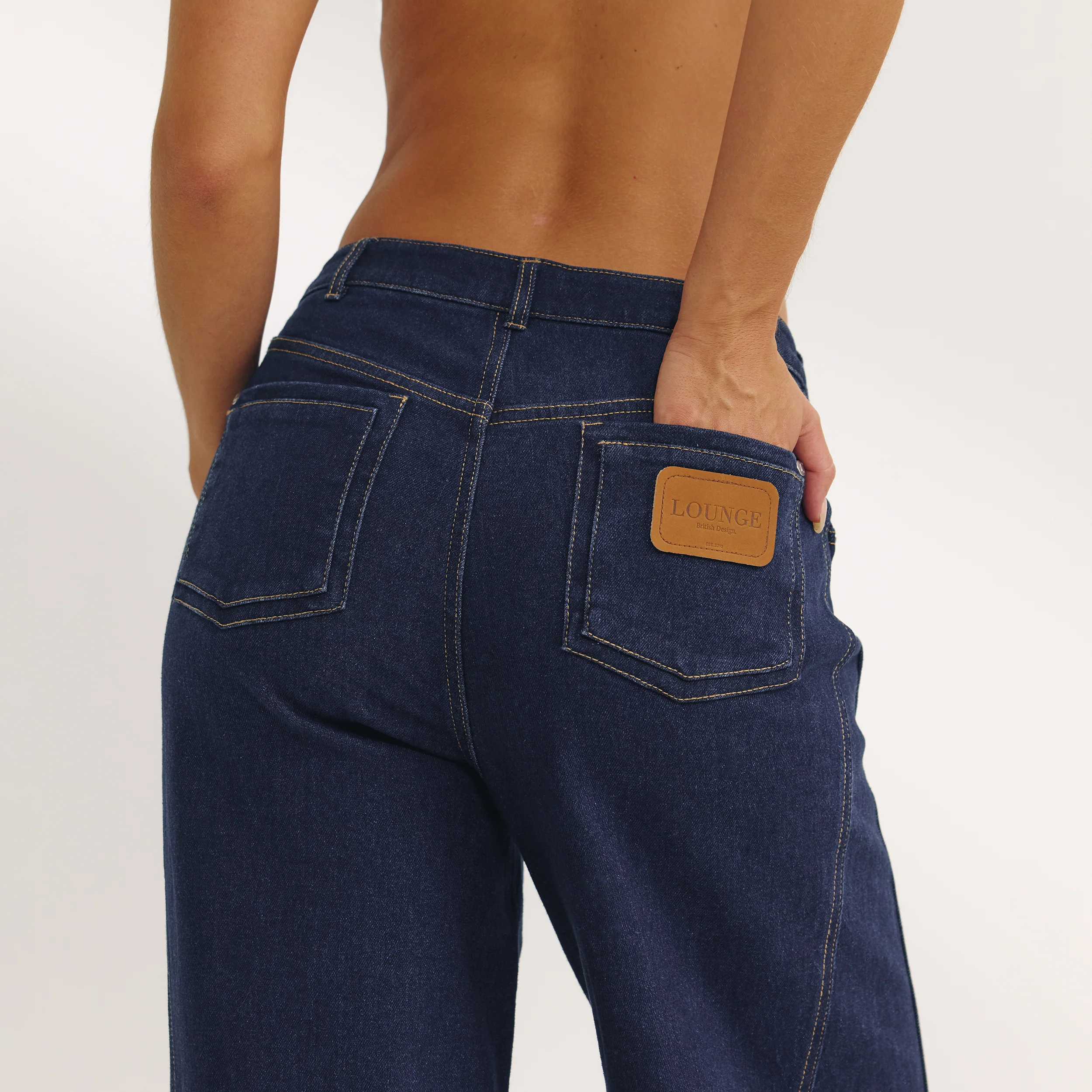 Dipped-Waist Wide-Leg Jeans - Indigo Blue - Image 4