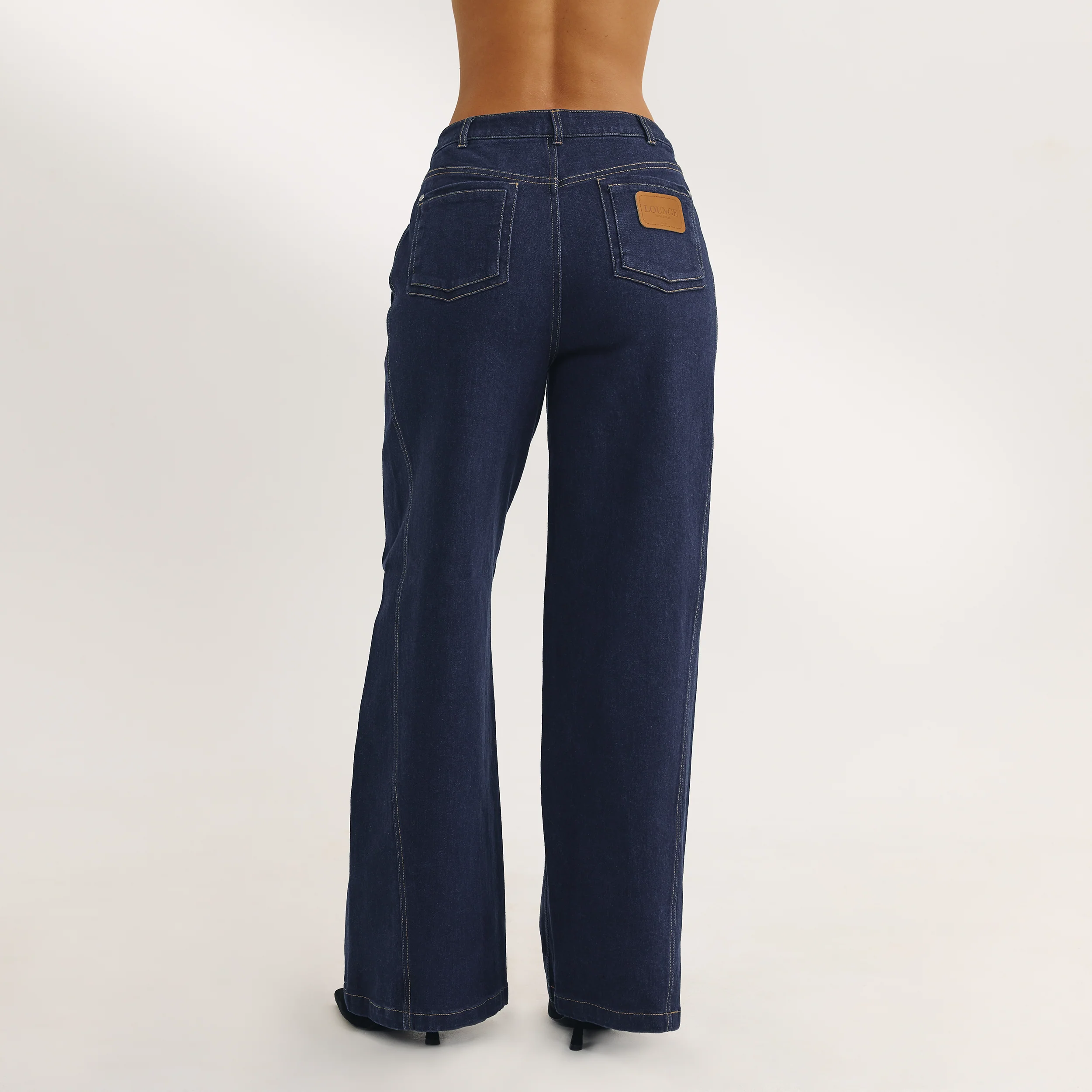 Dipped-Waist Wide-Leg Jeans - Indigo Blue - Image 6