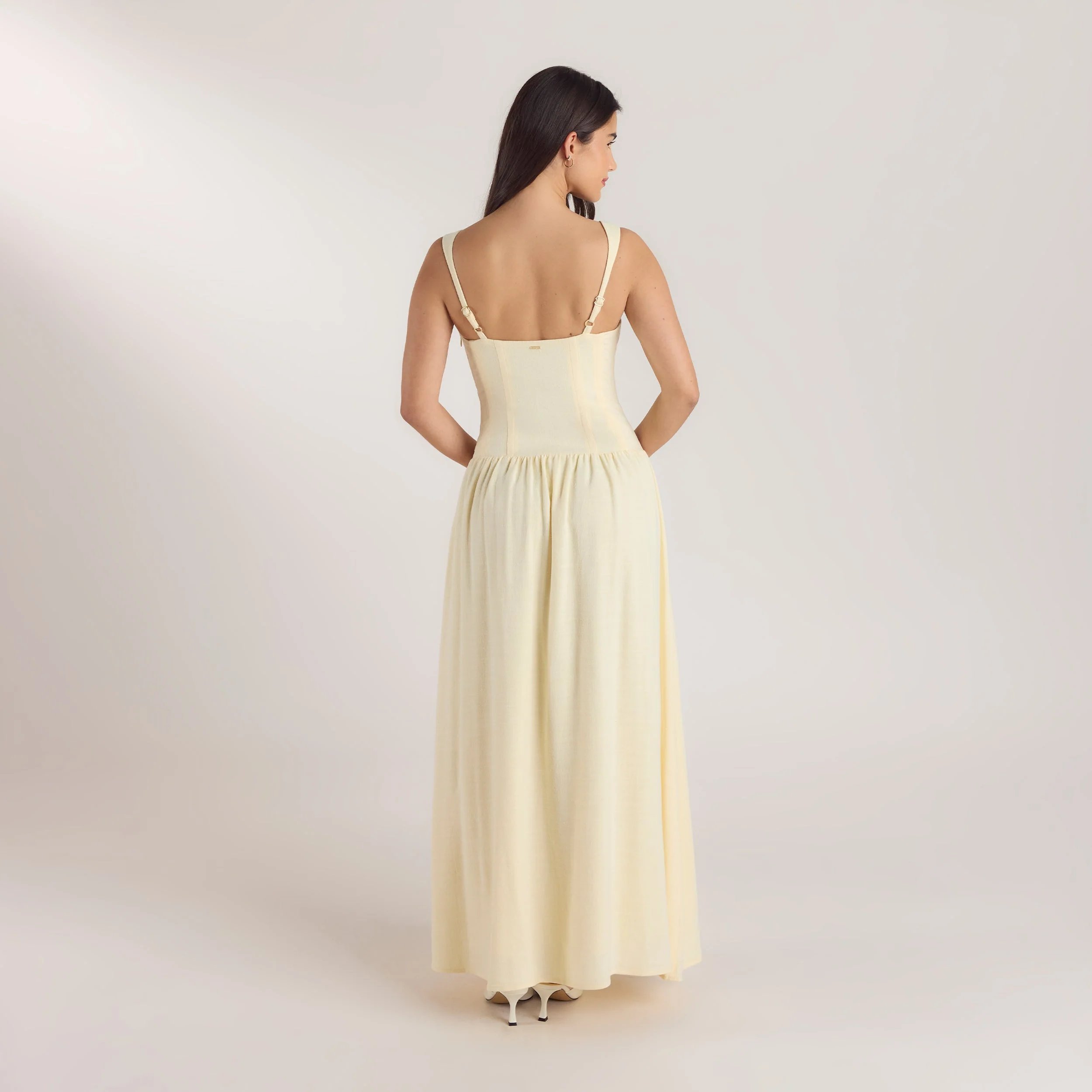 Drop-Waist Maxi Dress - Lemon - Image 3