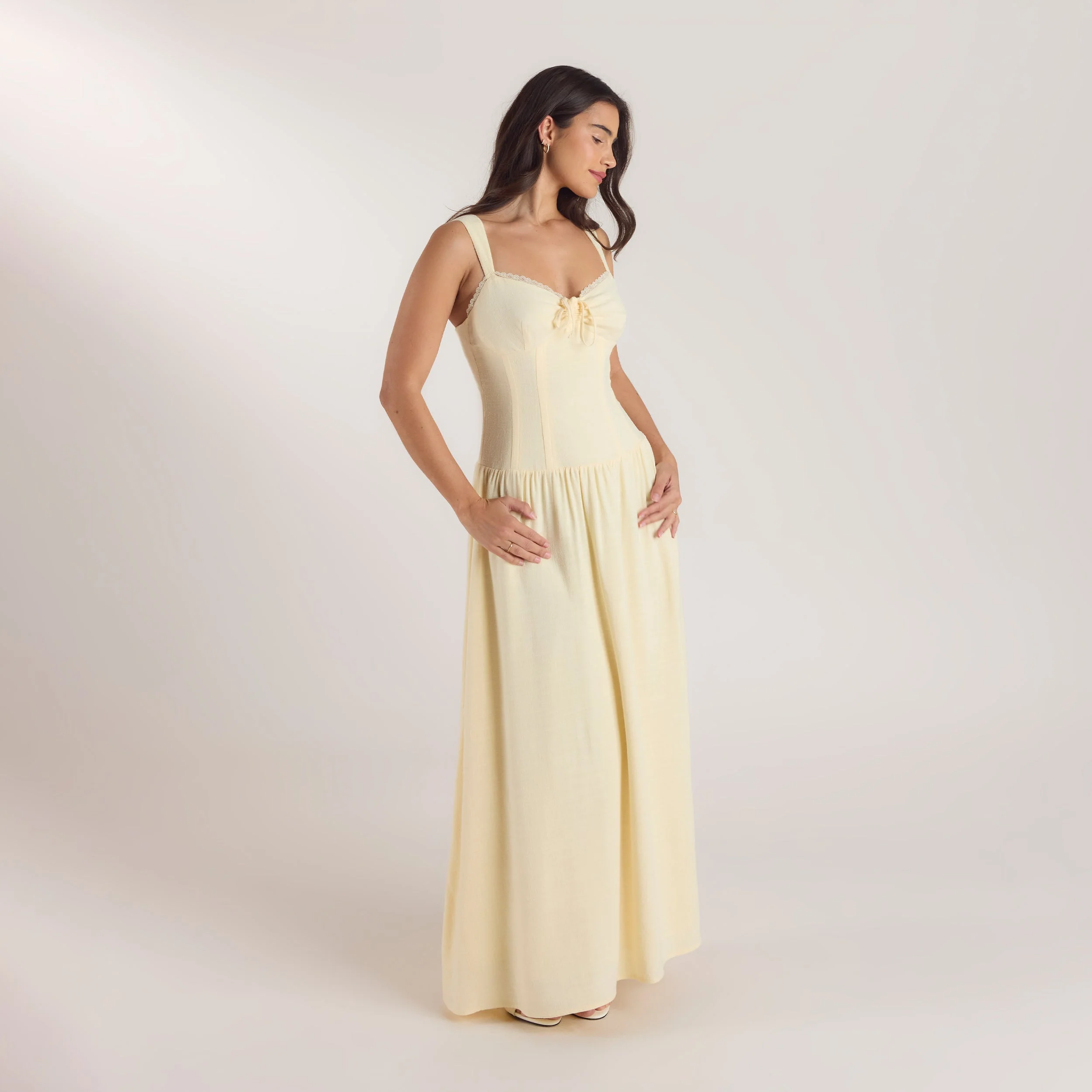 Drop-Waist Maxi Dress - Lemon - Image 4