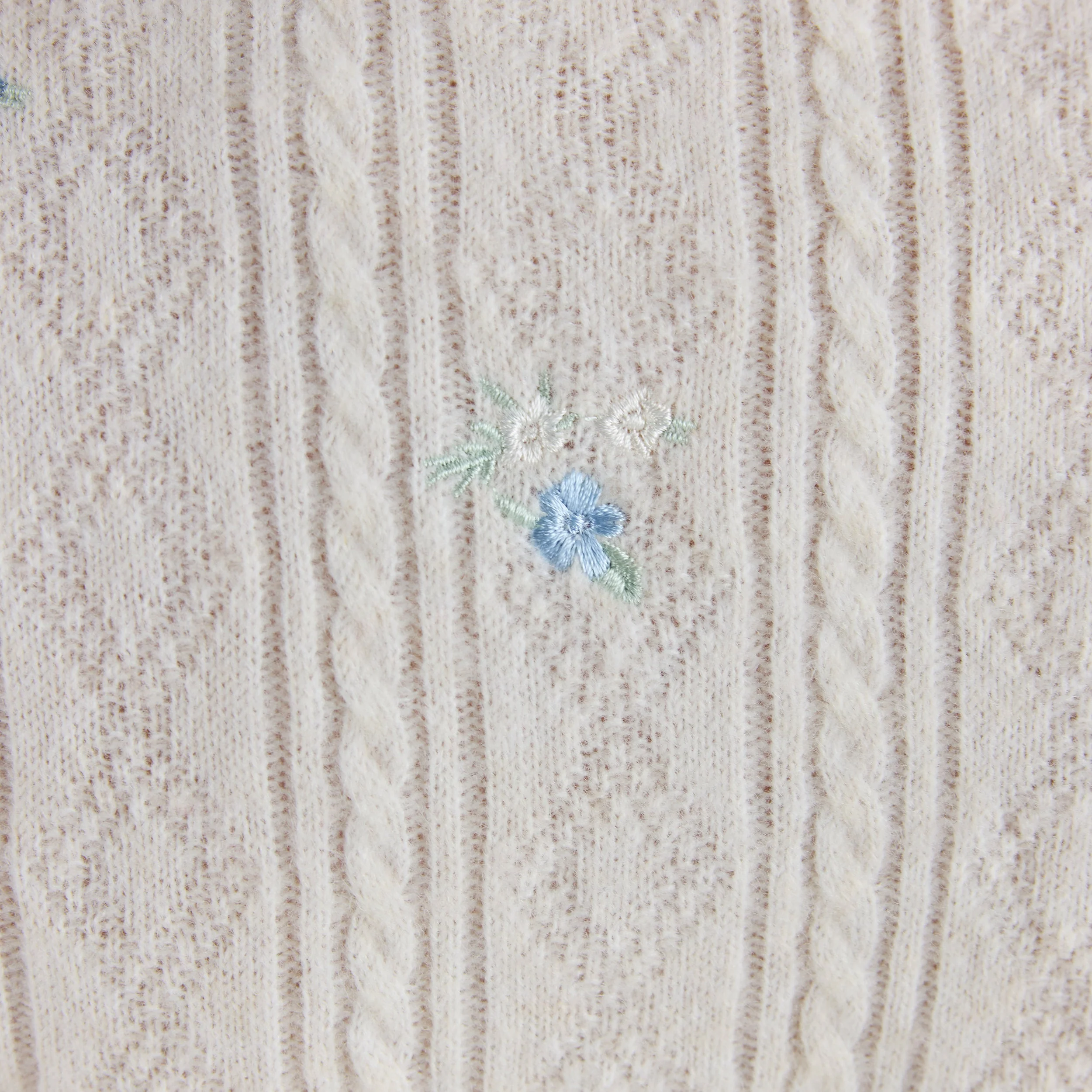 Embroidered Knitted Top - Cream - Image 7
