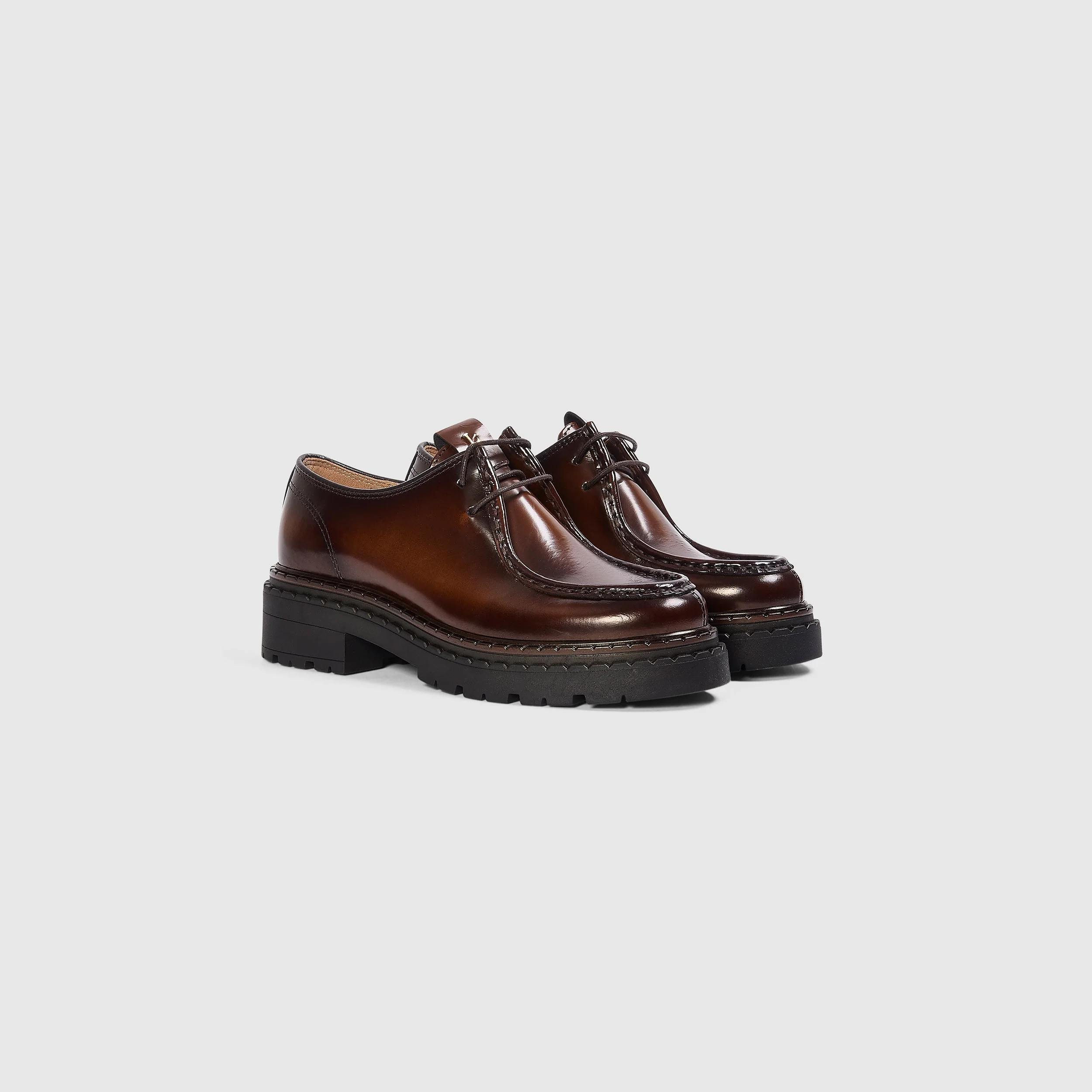 Etta Lace-Up Chunky Loafers - Tan - Image 4