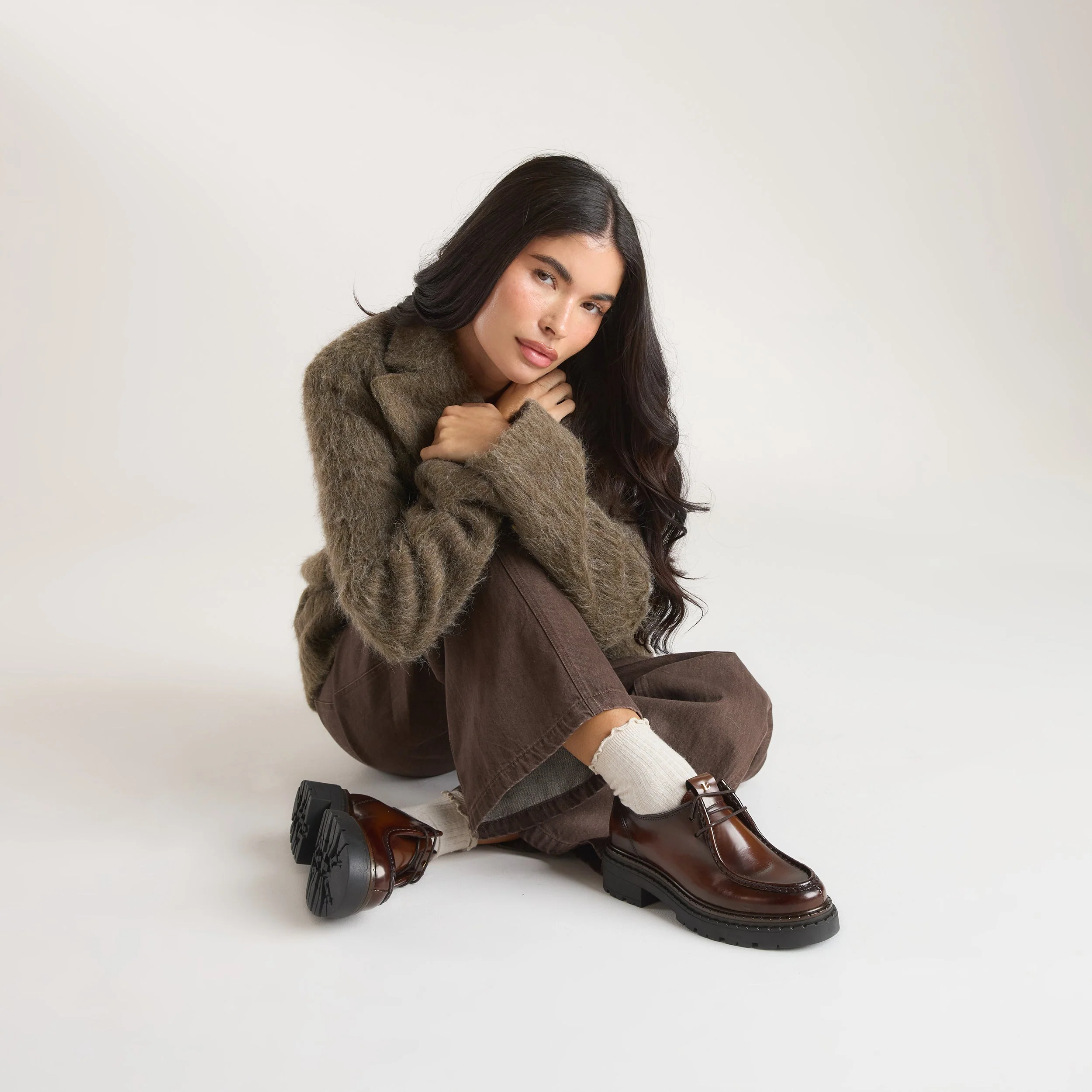 Etta Lace-Up Chunky Loafers - Tan - Image 7