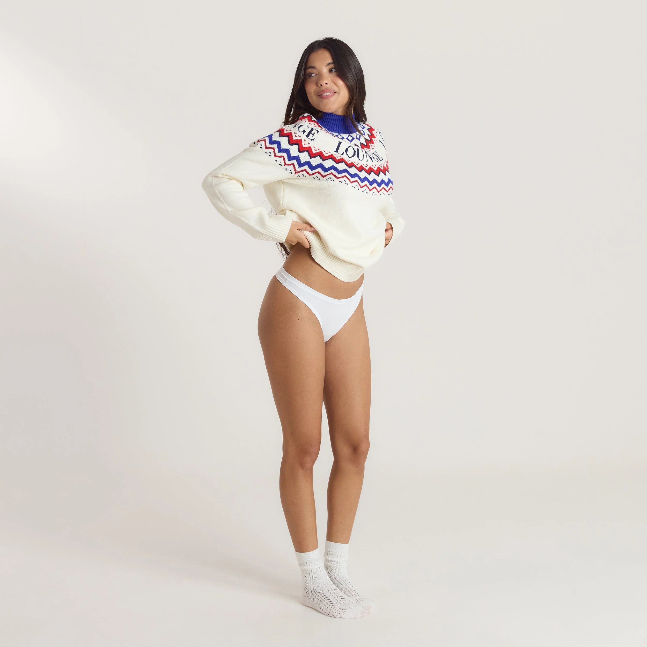 Fairisle Knitted Jumper - Cream/Red - Image 6