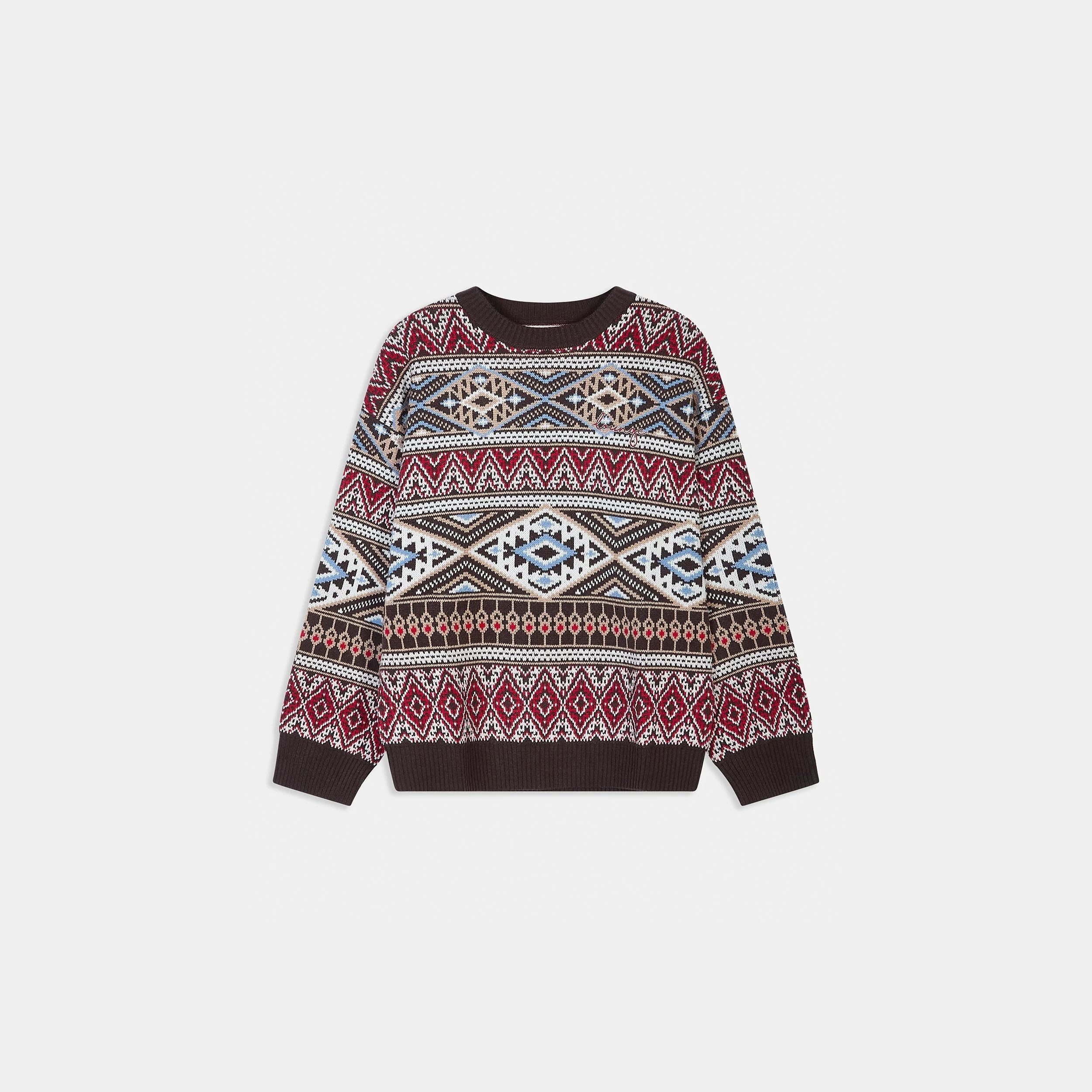 Fairisle Knitted Jumper - Brown/Red - Image 7