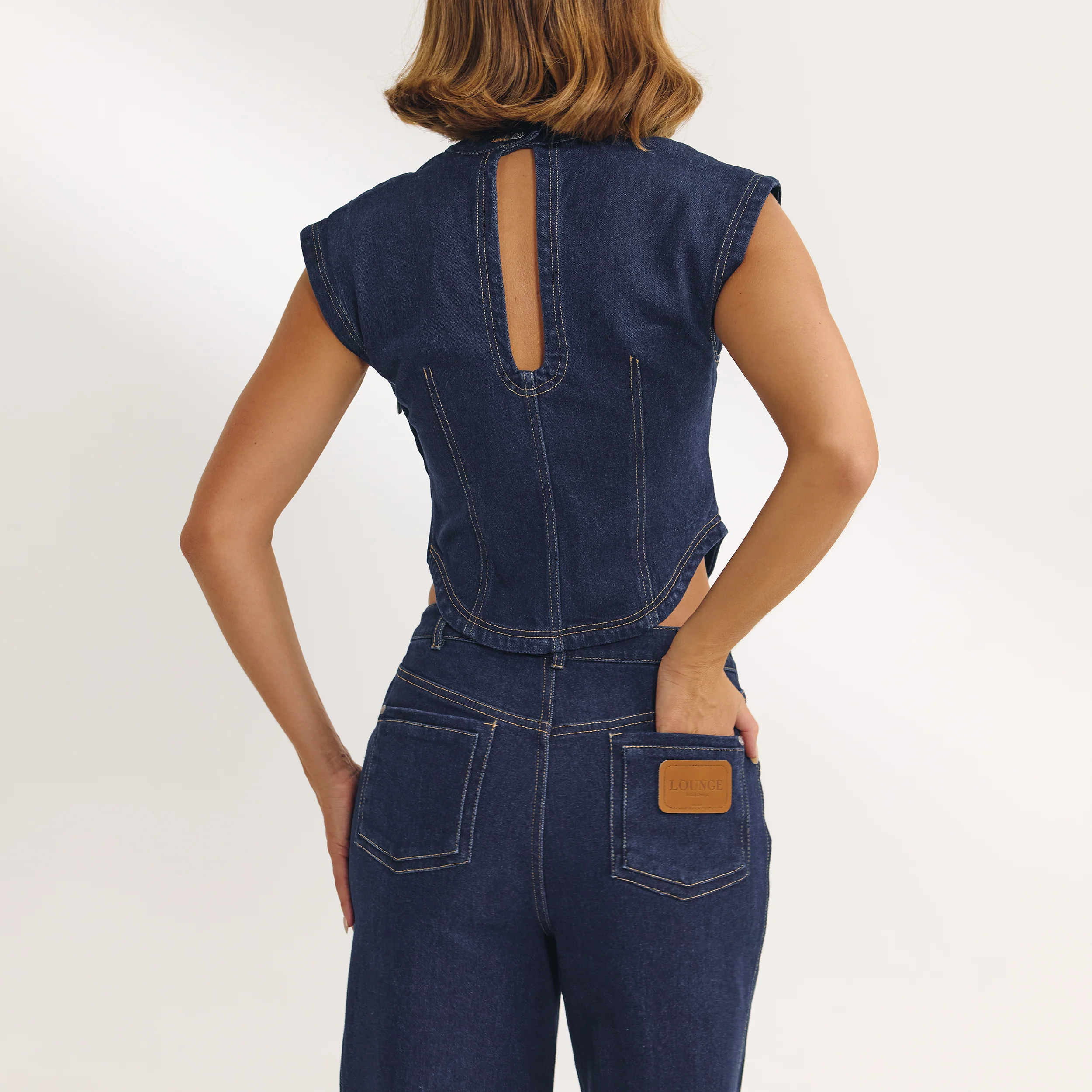 Fitted Denim Top - Indigo Blue - Image 5
