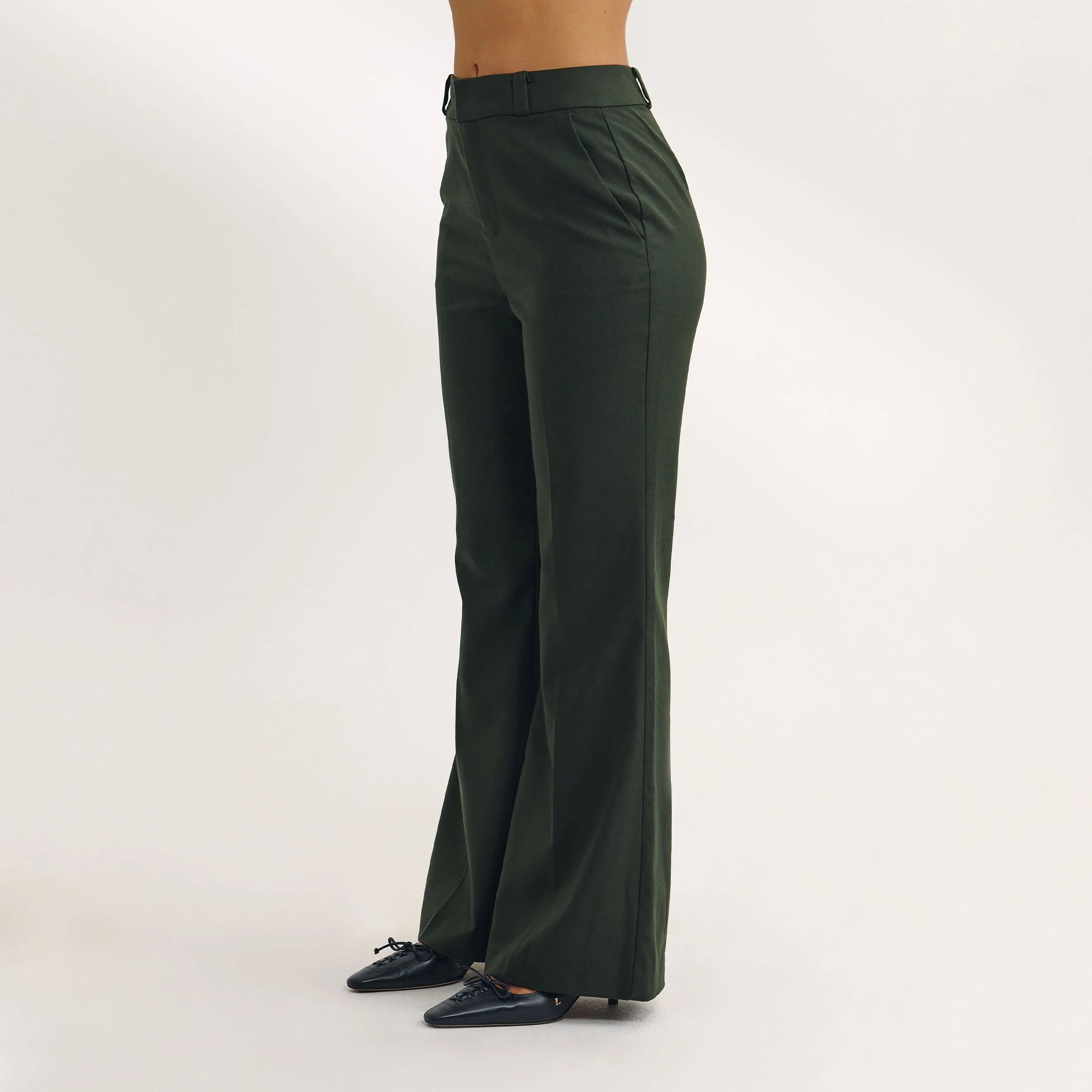 Flared Pants - Dark Green - Image 3