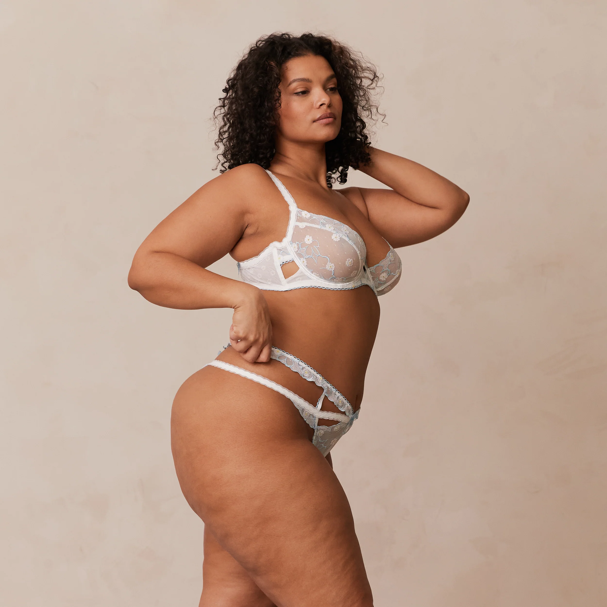 Fleur Balcony Bra  - White & Blue - Image 17