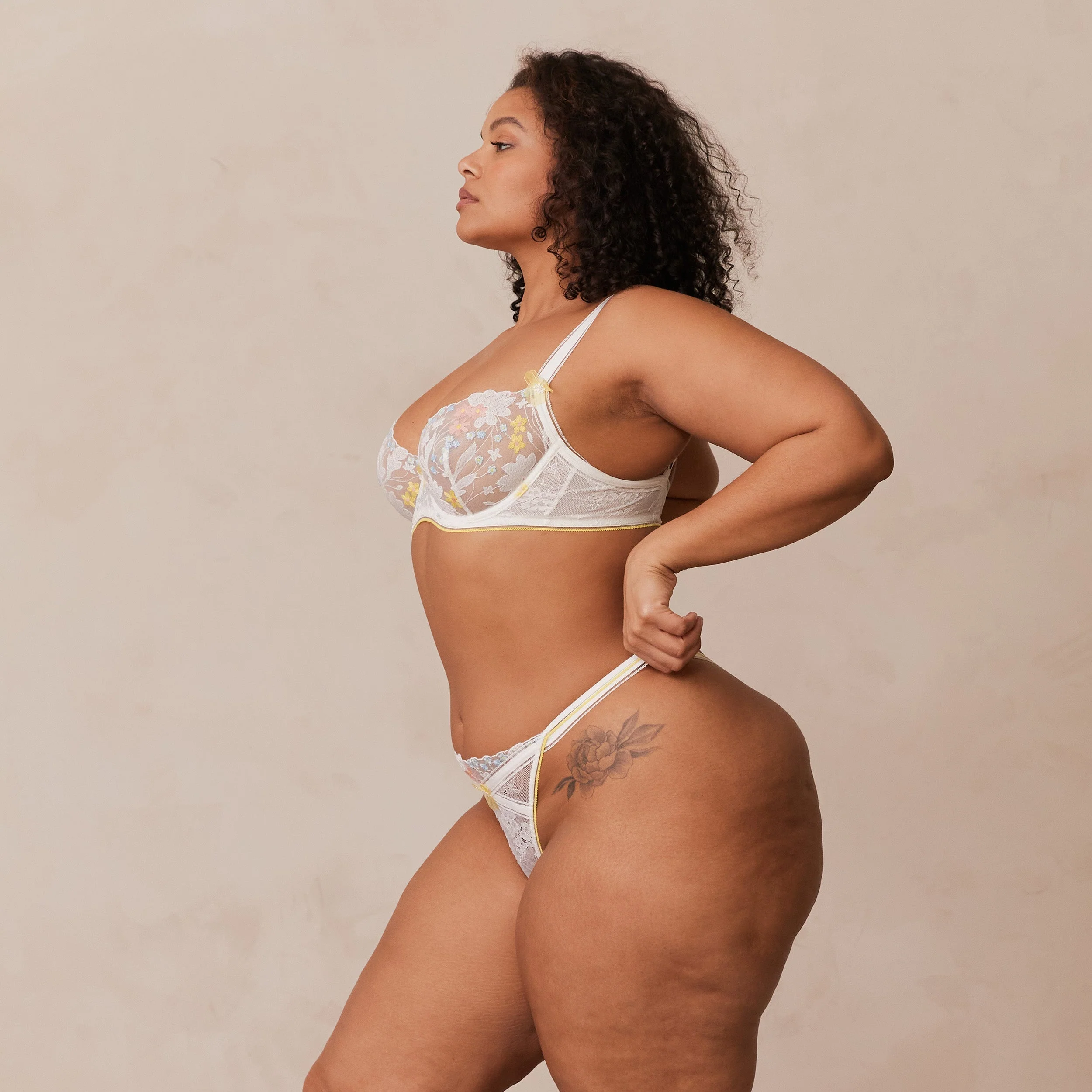 Fleur Balcony Bra - White & Yellow - Image 11