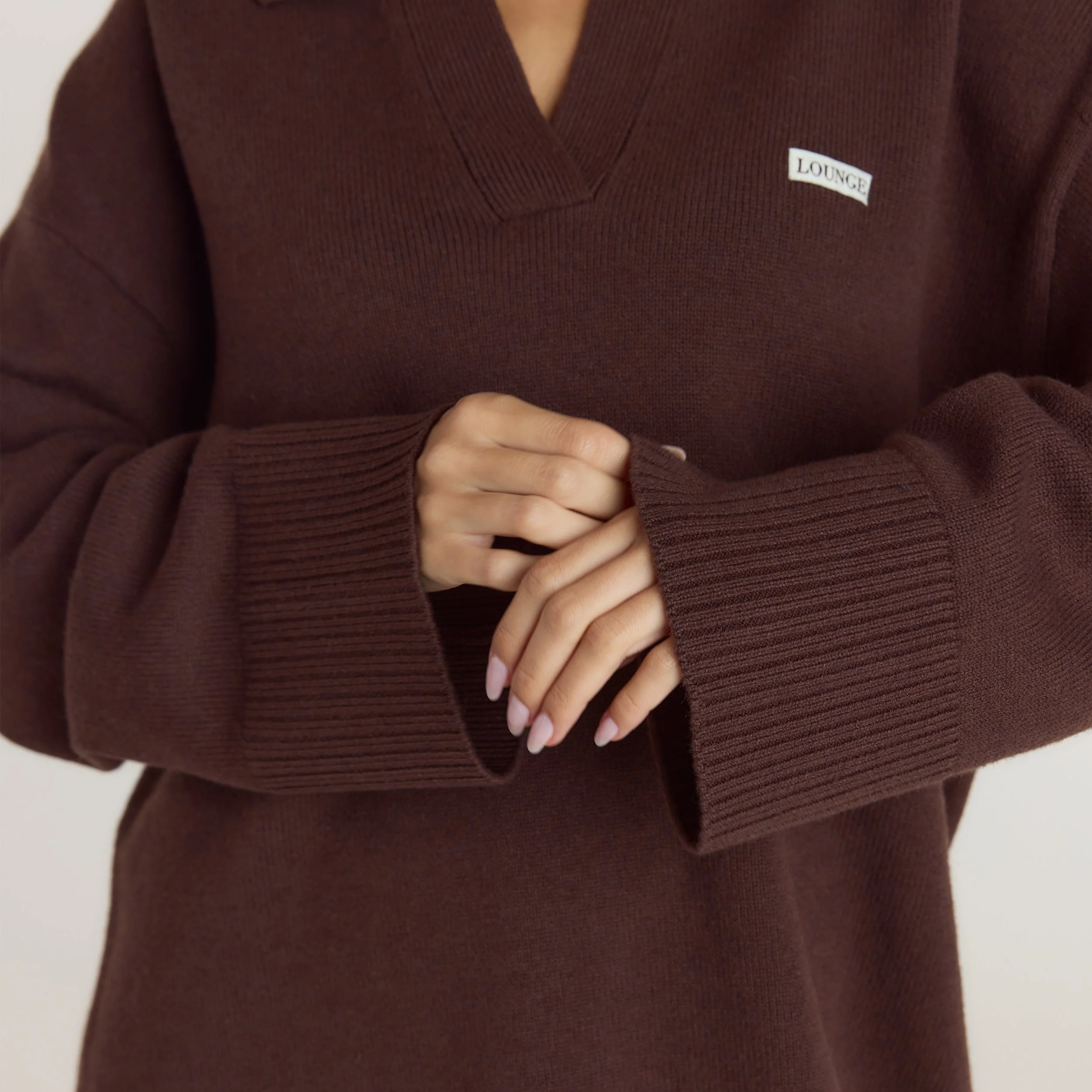 Half Placket Knitted Jumper - Chocolate - Image 3