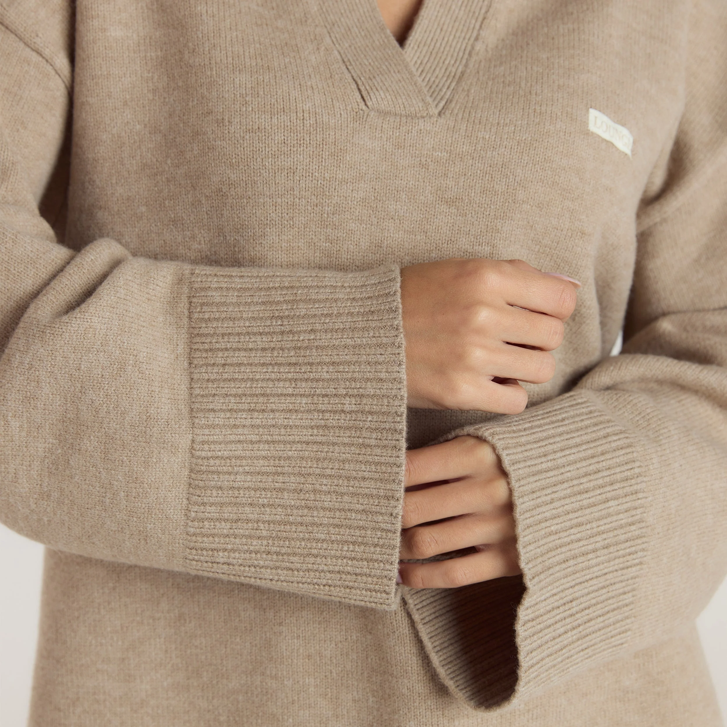 Half Placket Knitted Jumper - Mink - Image 4