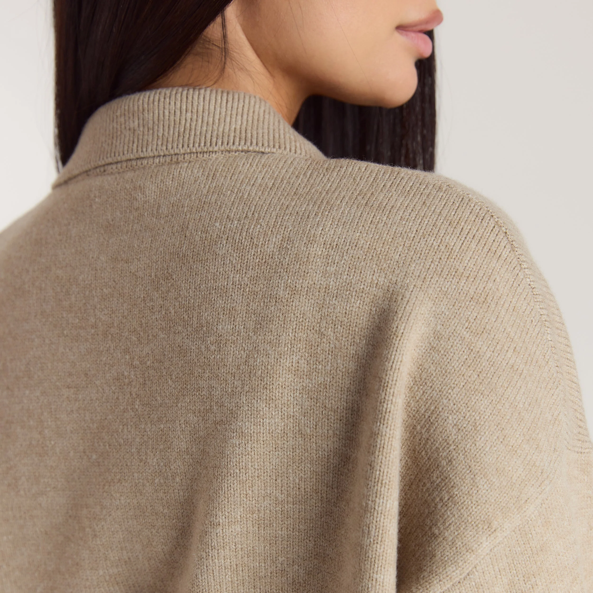 Half Placket Knitted Jumper - Mink - Image 6