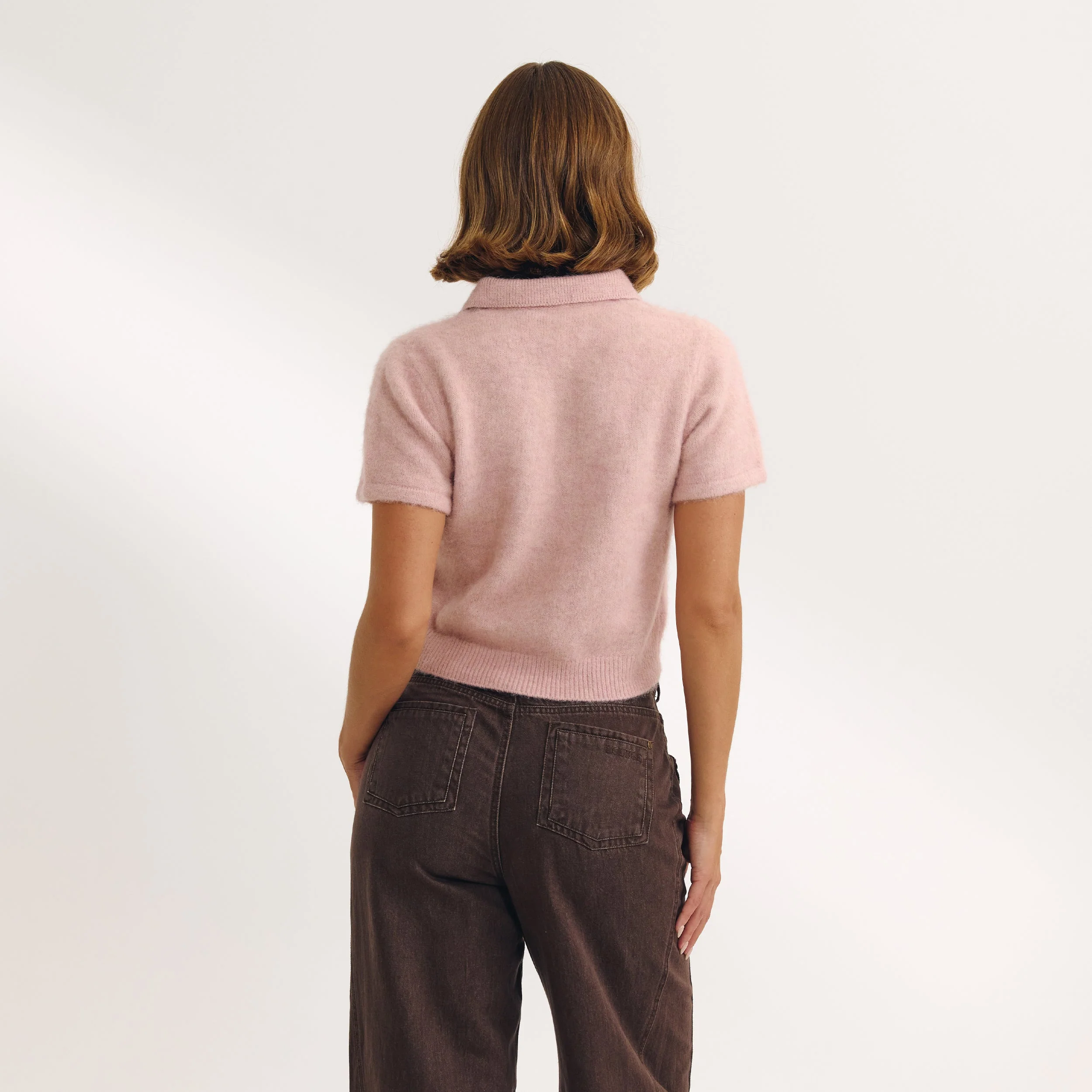 Knitted Polo Top - Pink - Image 2