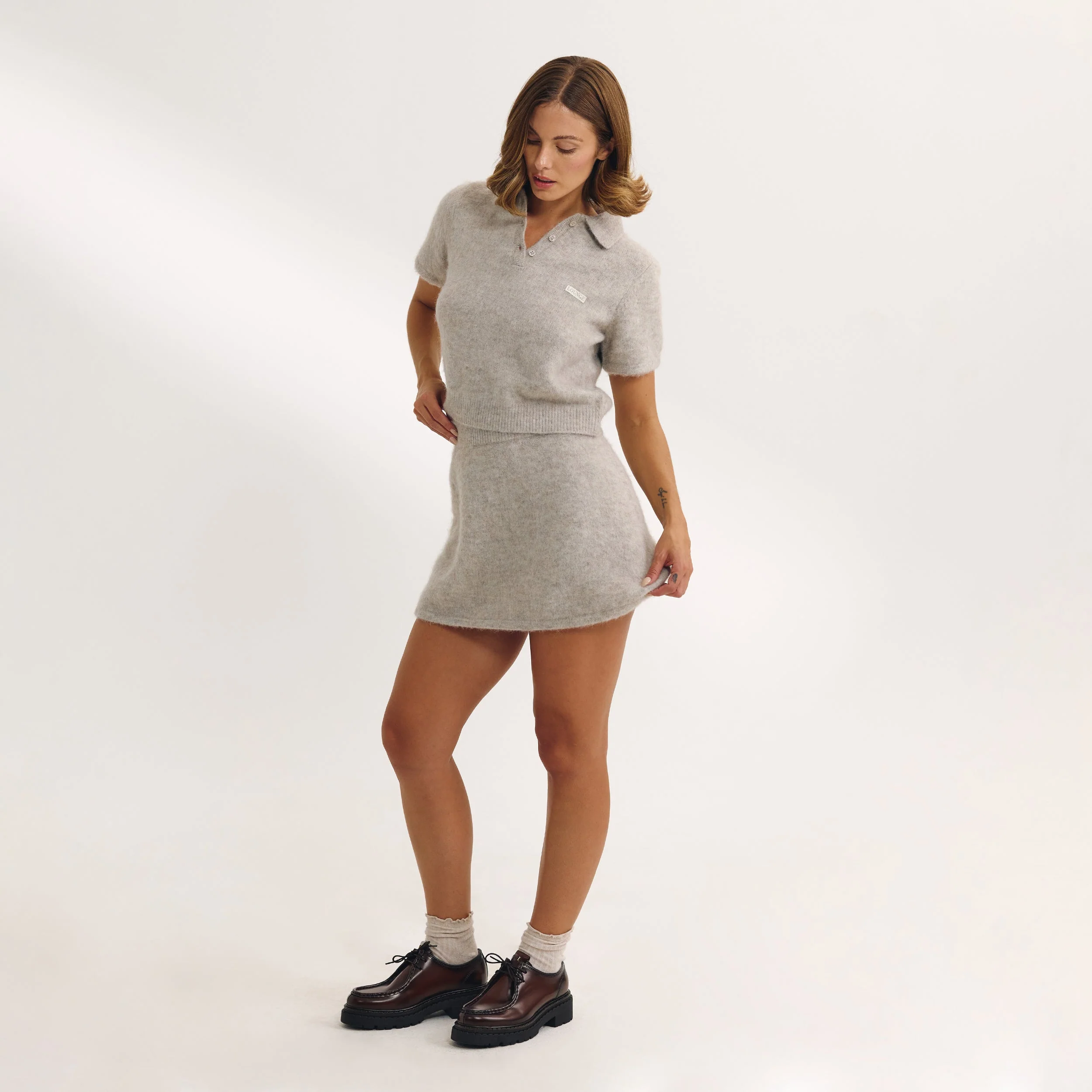 Knitted Mini Skirt - Mink - Image 3