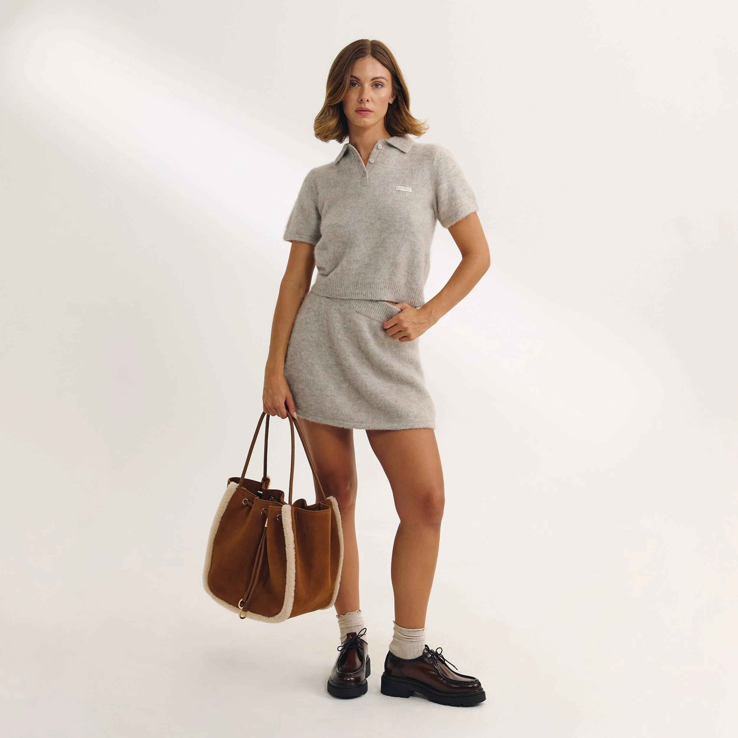 Knitted Mini Skirt - Mink - Image 7