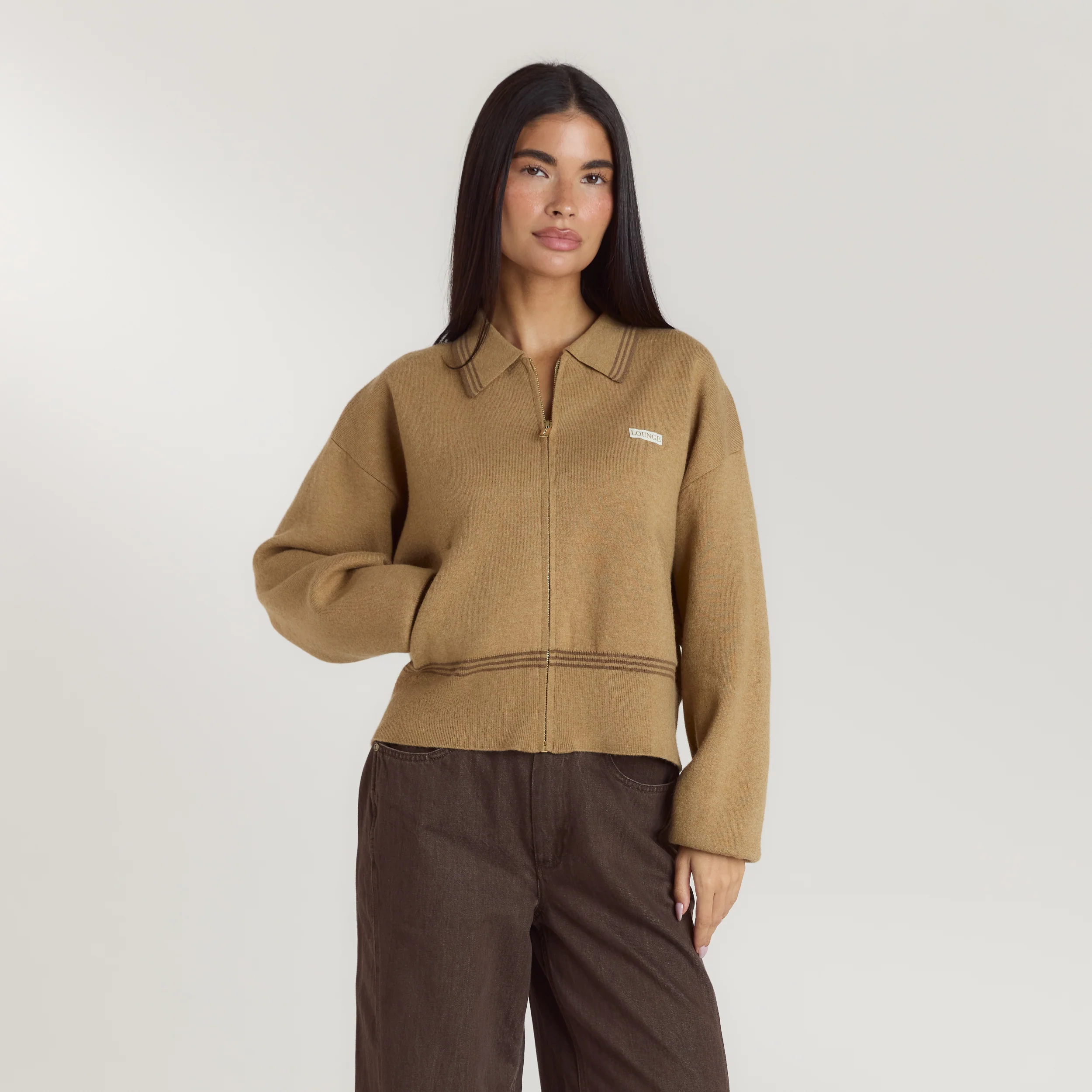 Knitted Jacket - Tan - Image 3