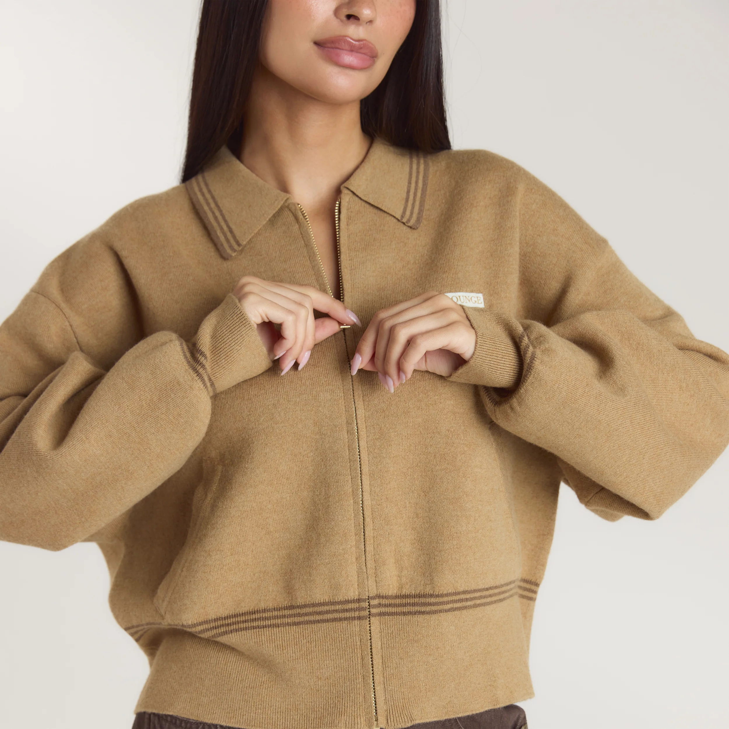 Knitted Jacket - Tan - Image 4