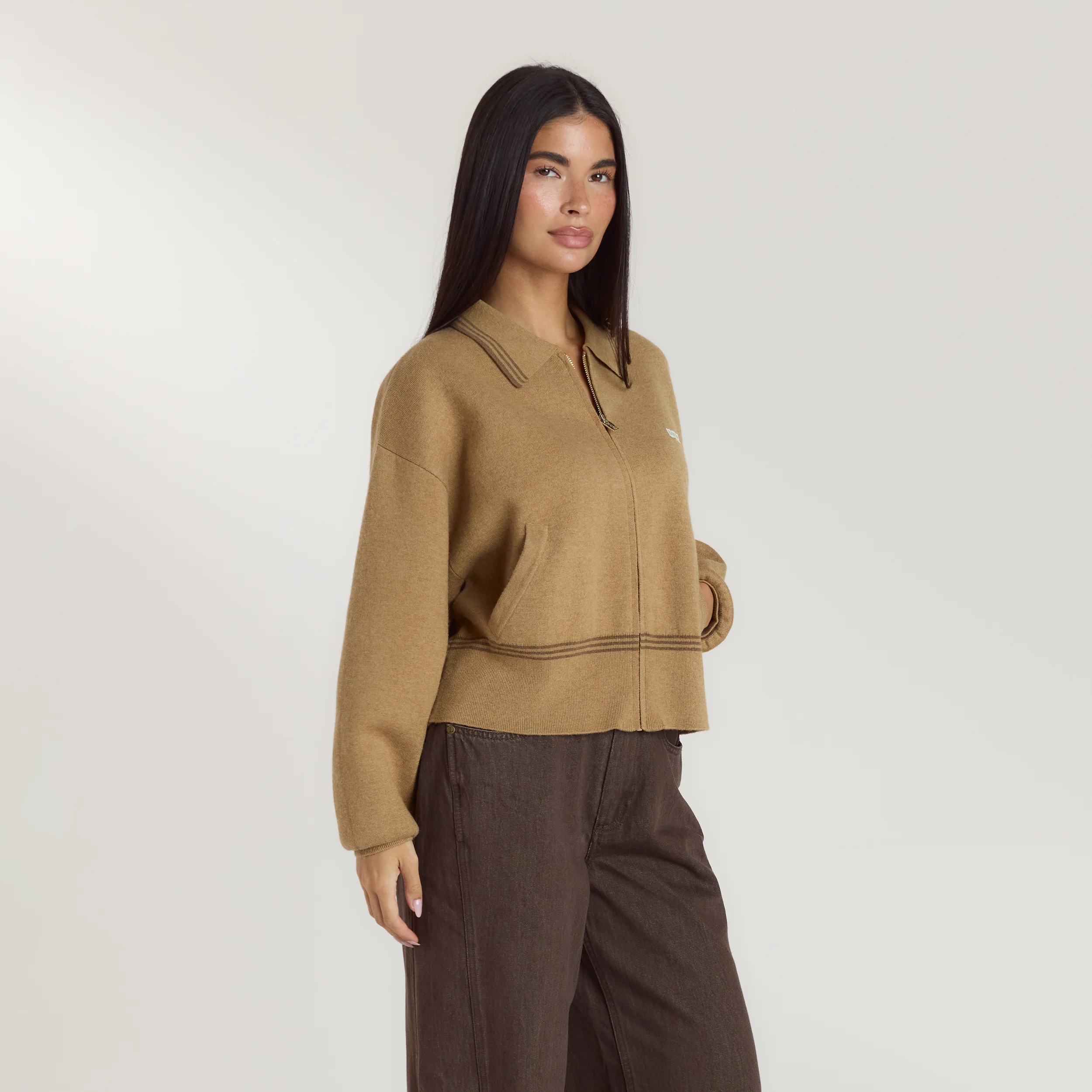 Knitted Jacket - Tan - Image 5