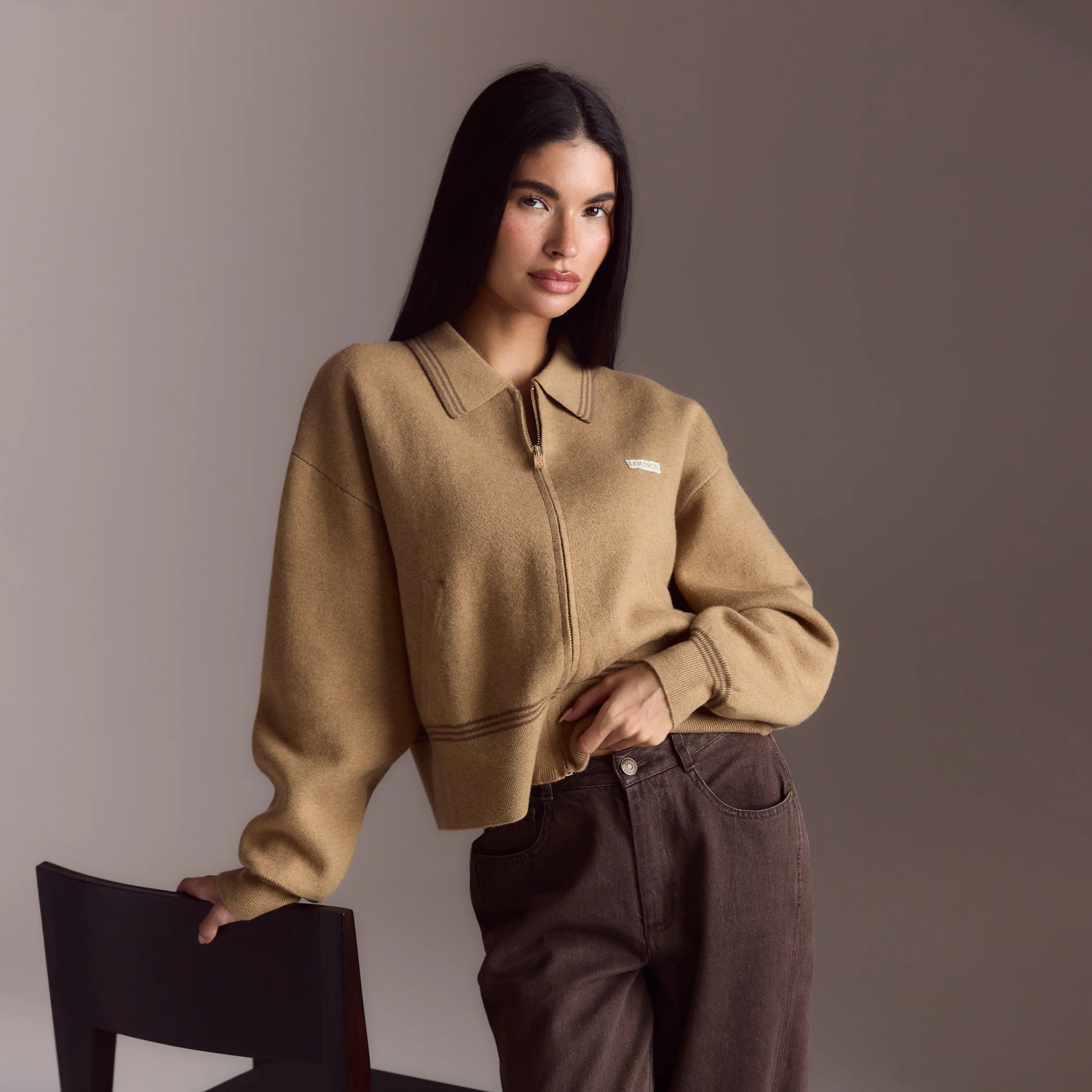 Knitted Jacket - Tan - Image 6