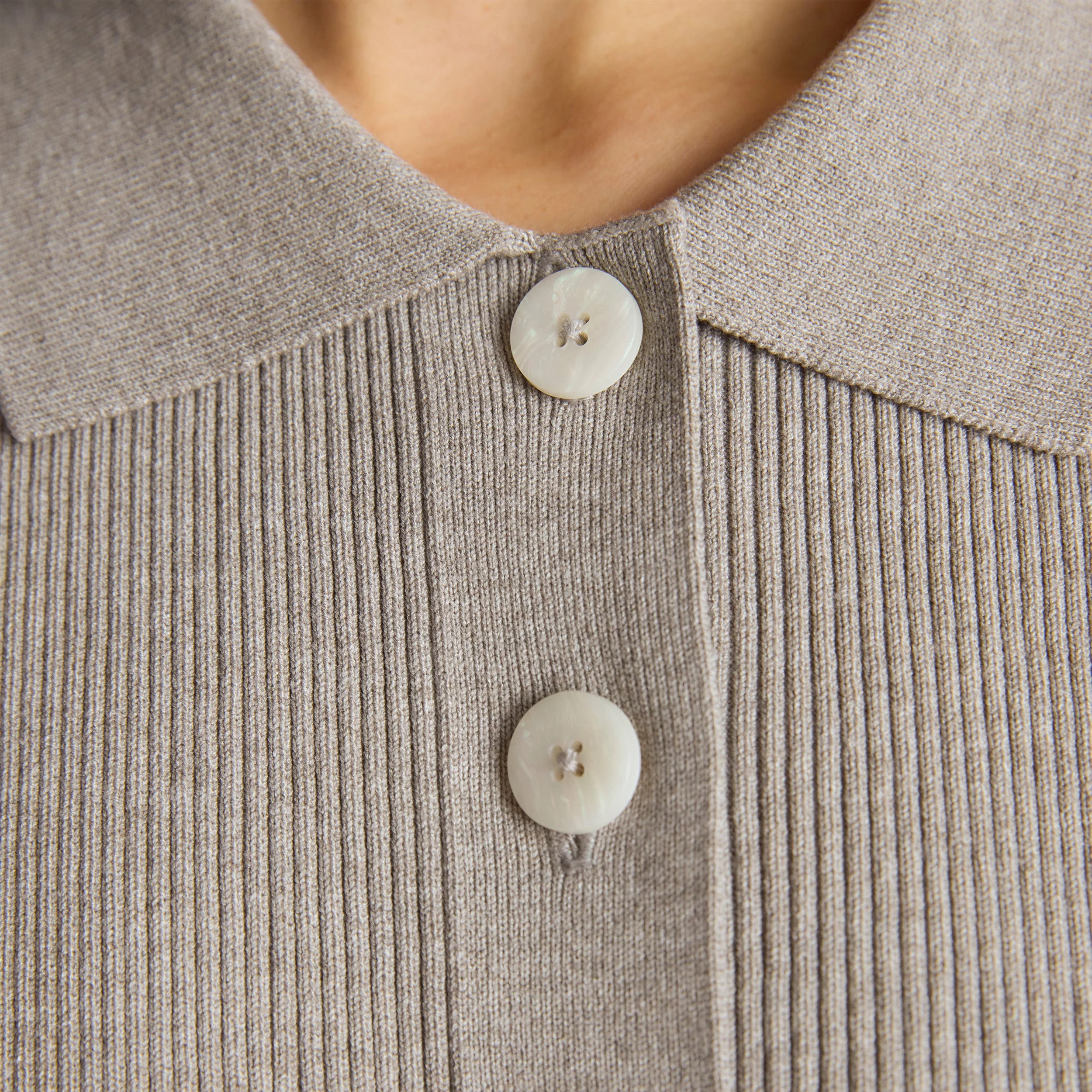Knitted Oversized Shirt - Warm Grey - Image 6