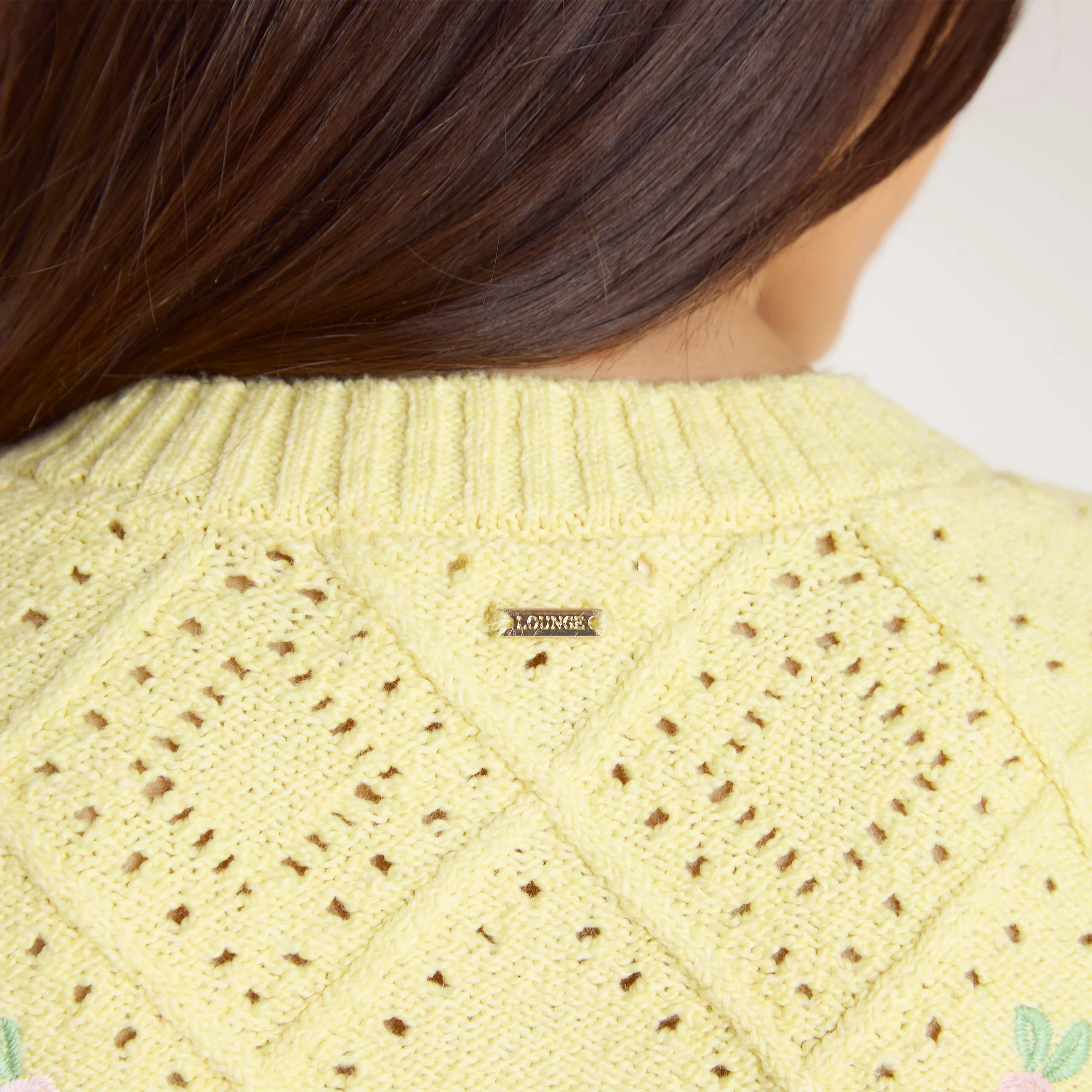 Knitted Pointelle Cardigan - Yellow - Image 6