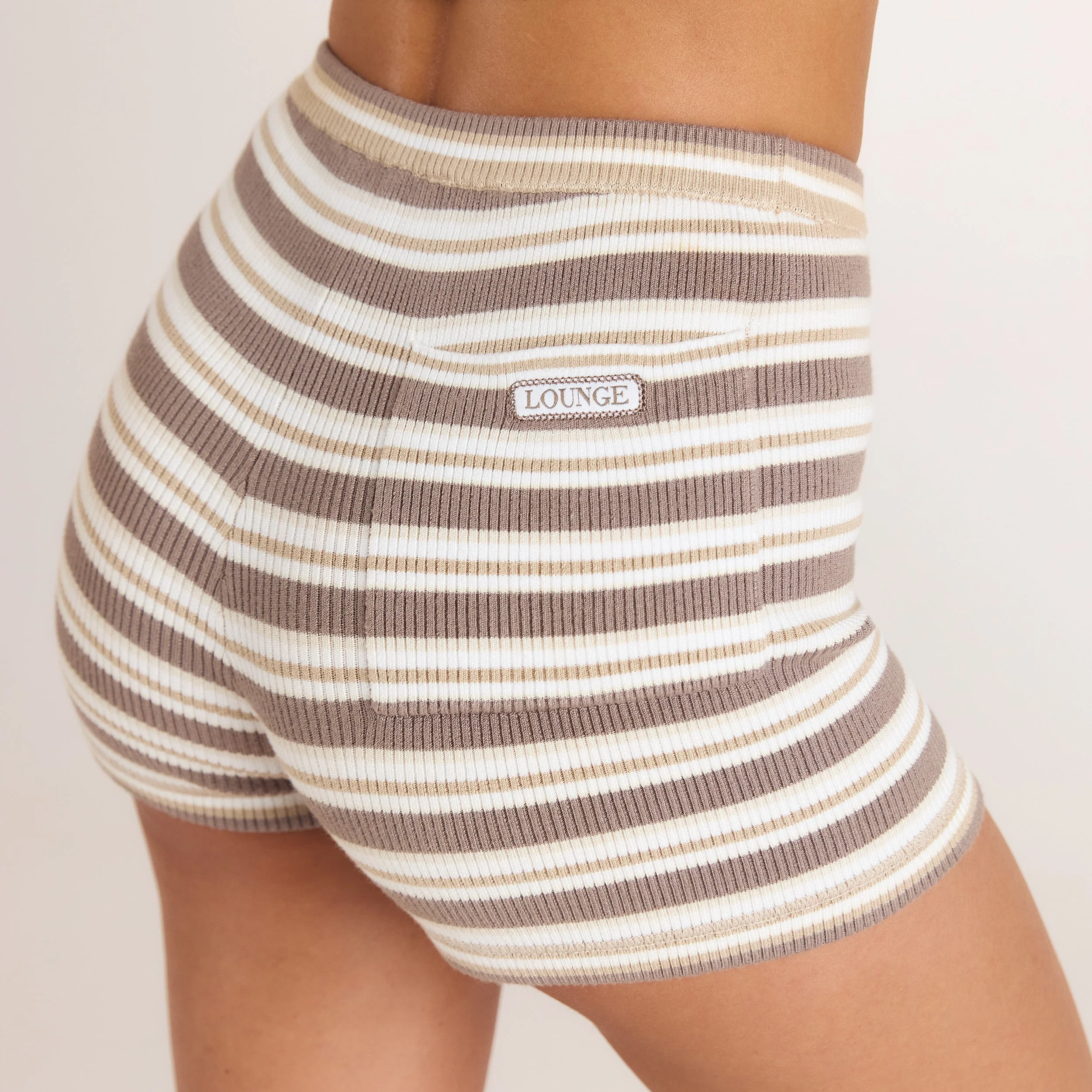 Knitted Shorts - Beige Stripe - Image 4