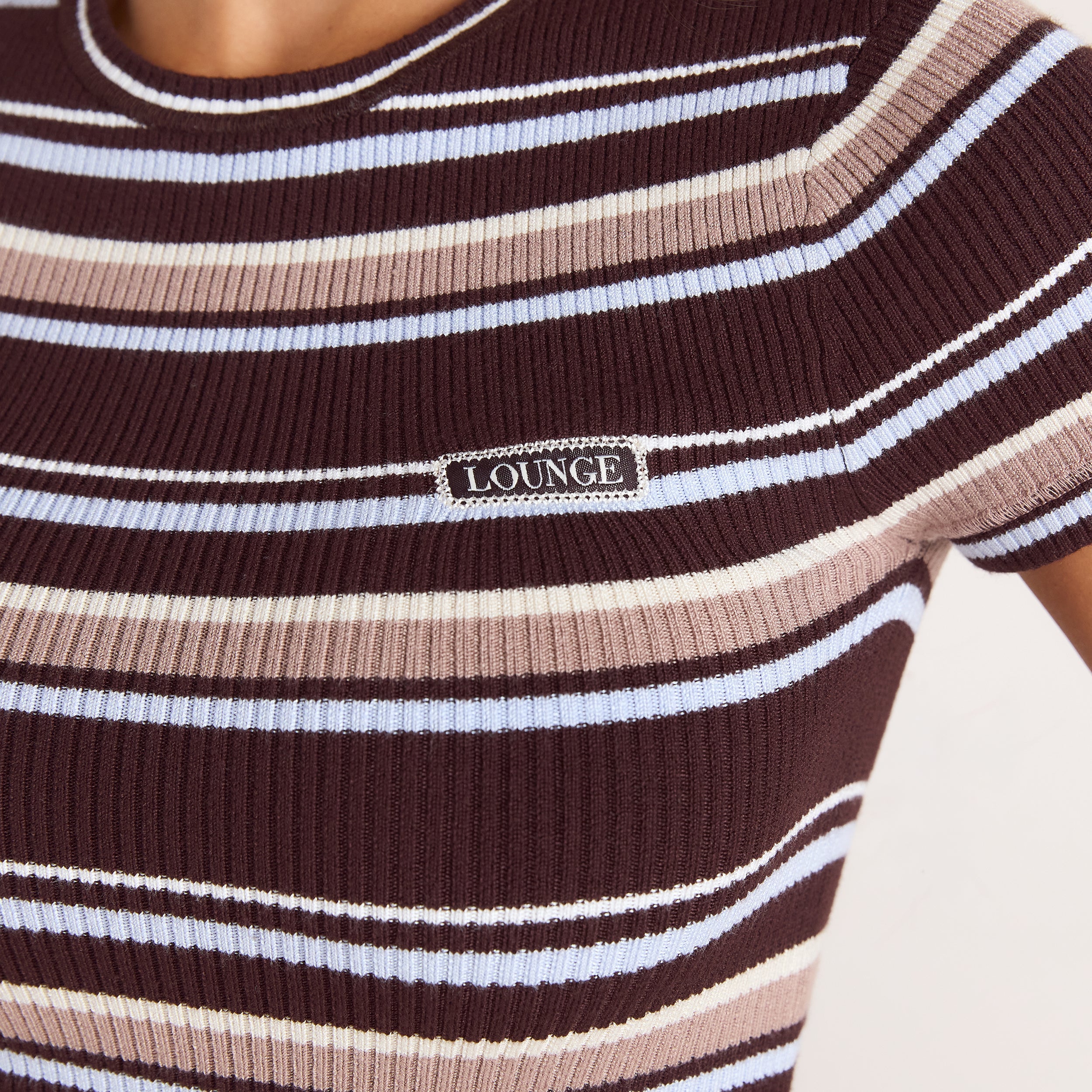 Knitted T-Shirt - Brown Stripe - Image 4