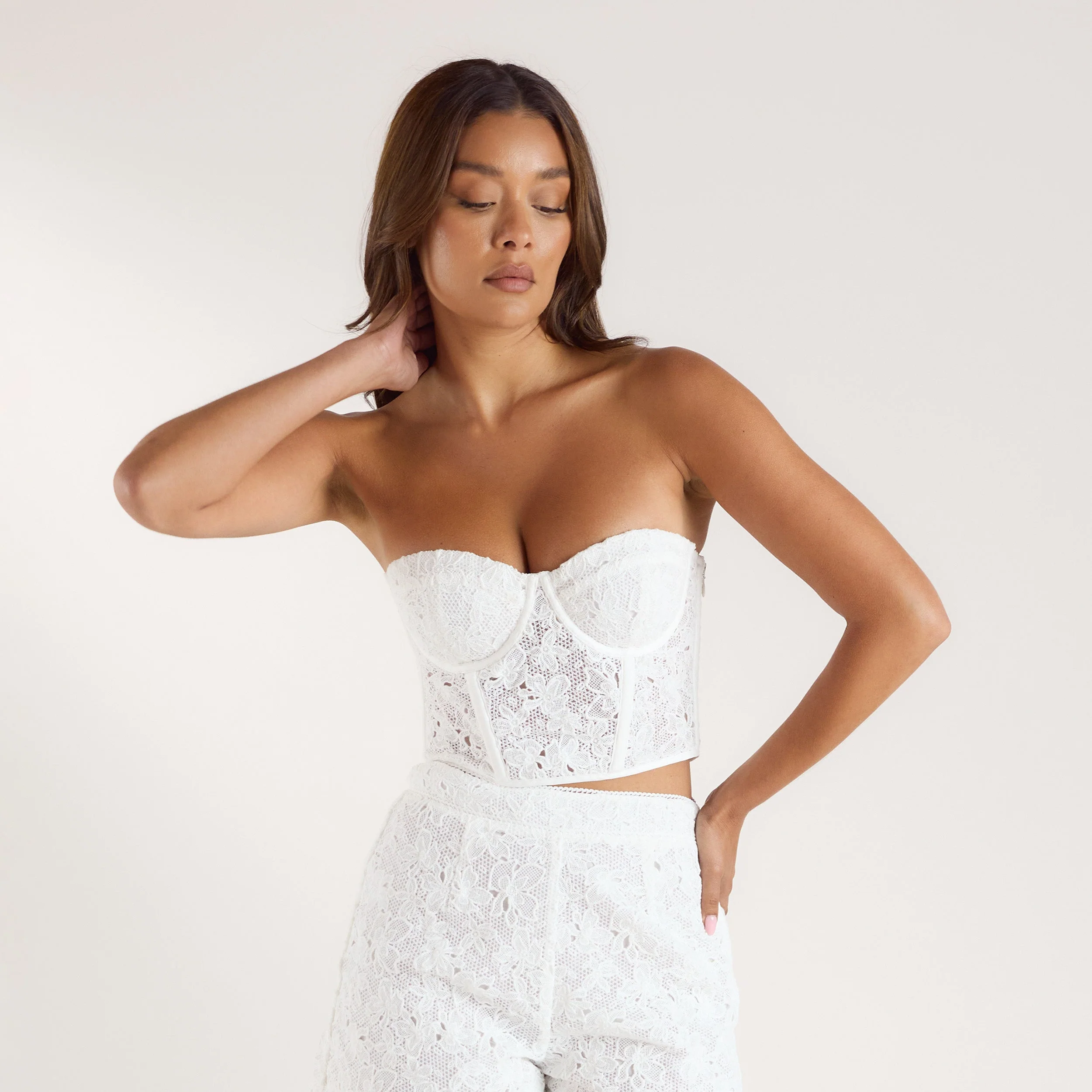 Lace Corset Top - White - Image 4