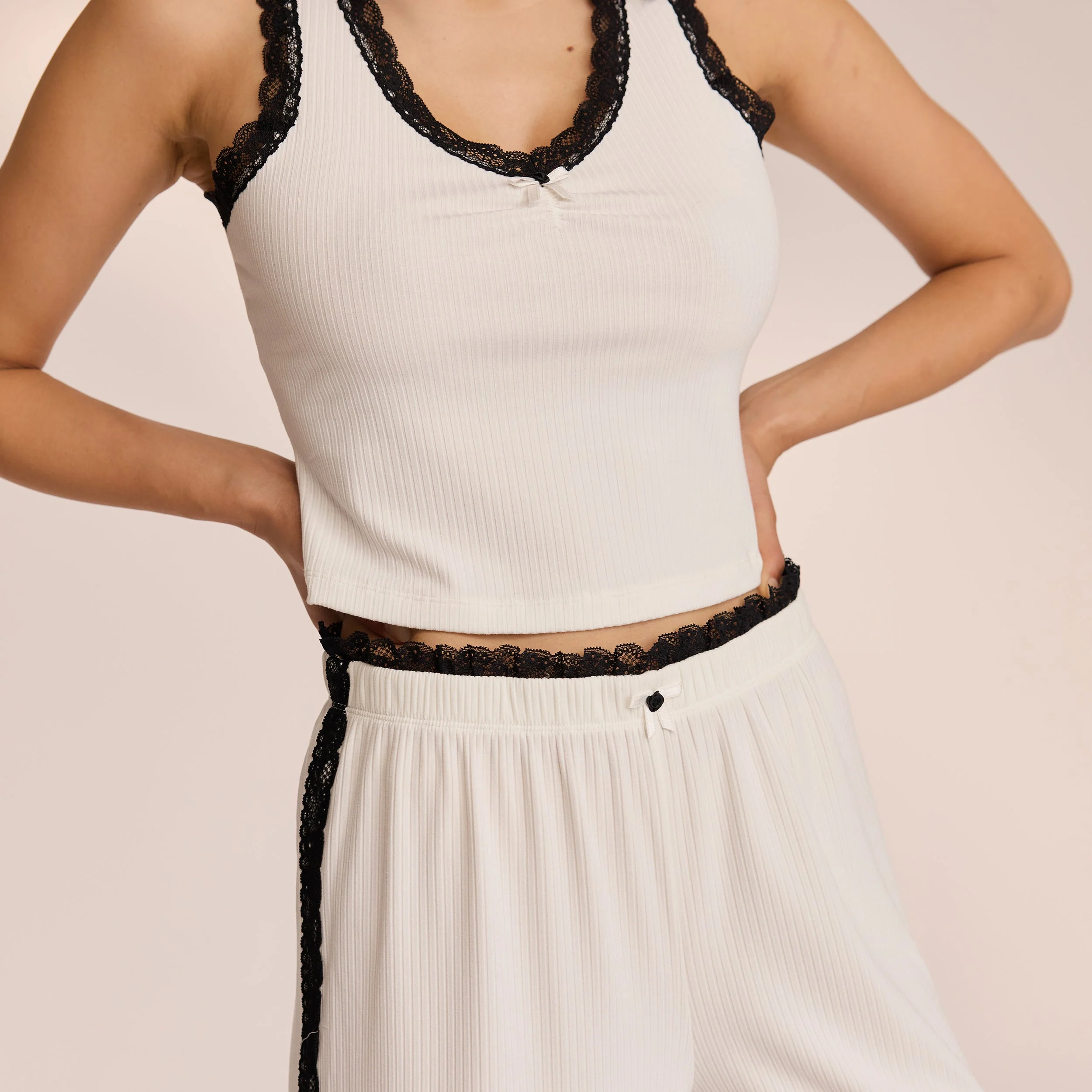 Lace Pajama Pants - White - Image 2