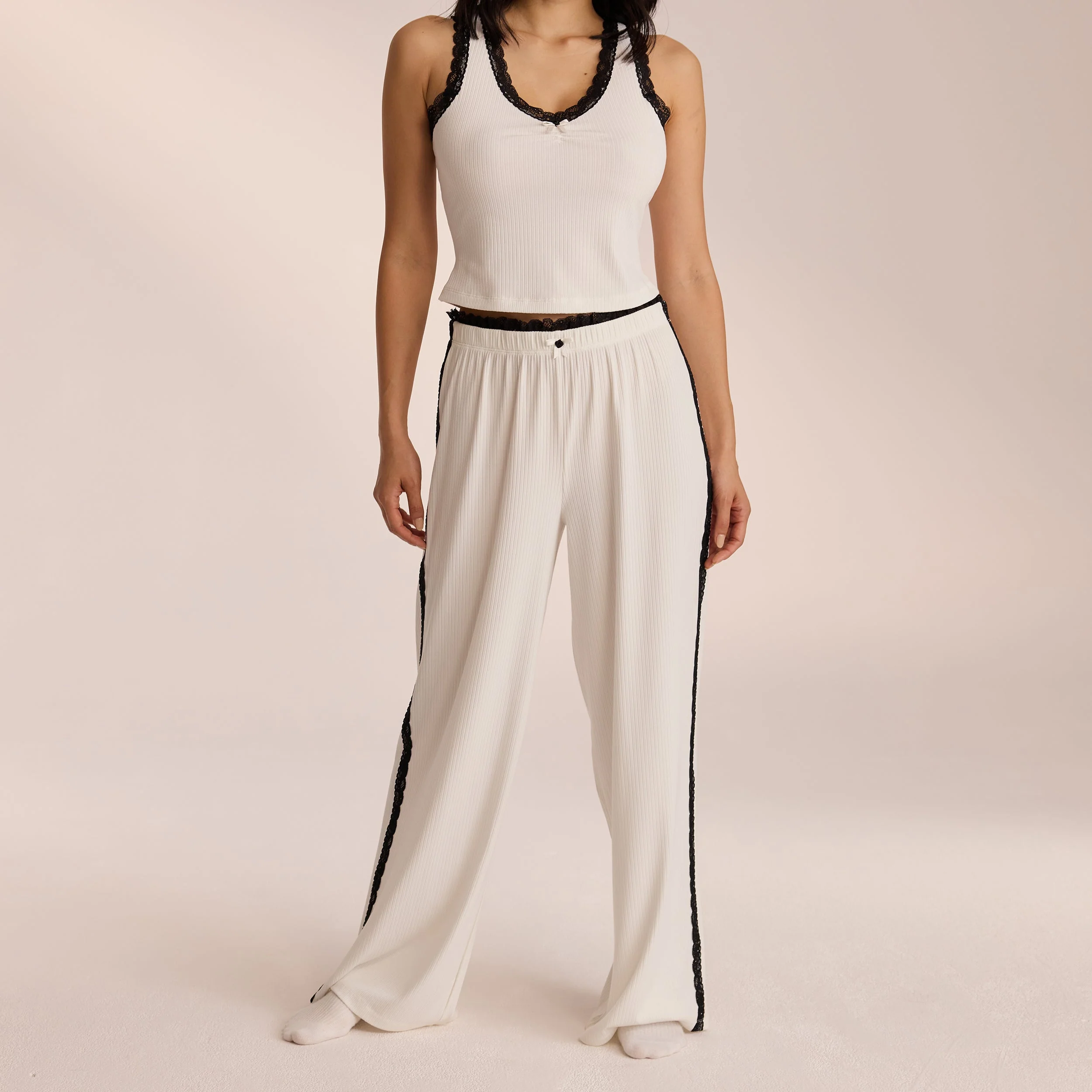 Lace Pajama Pants - White - Image 3