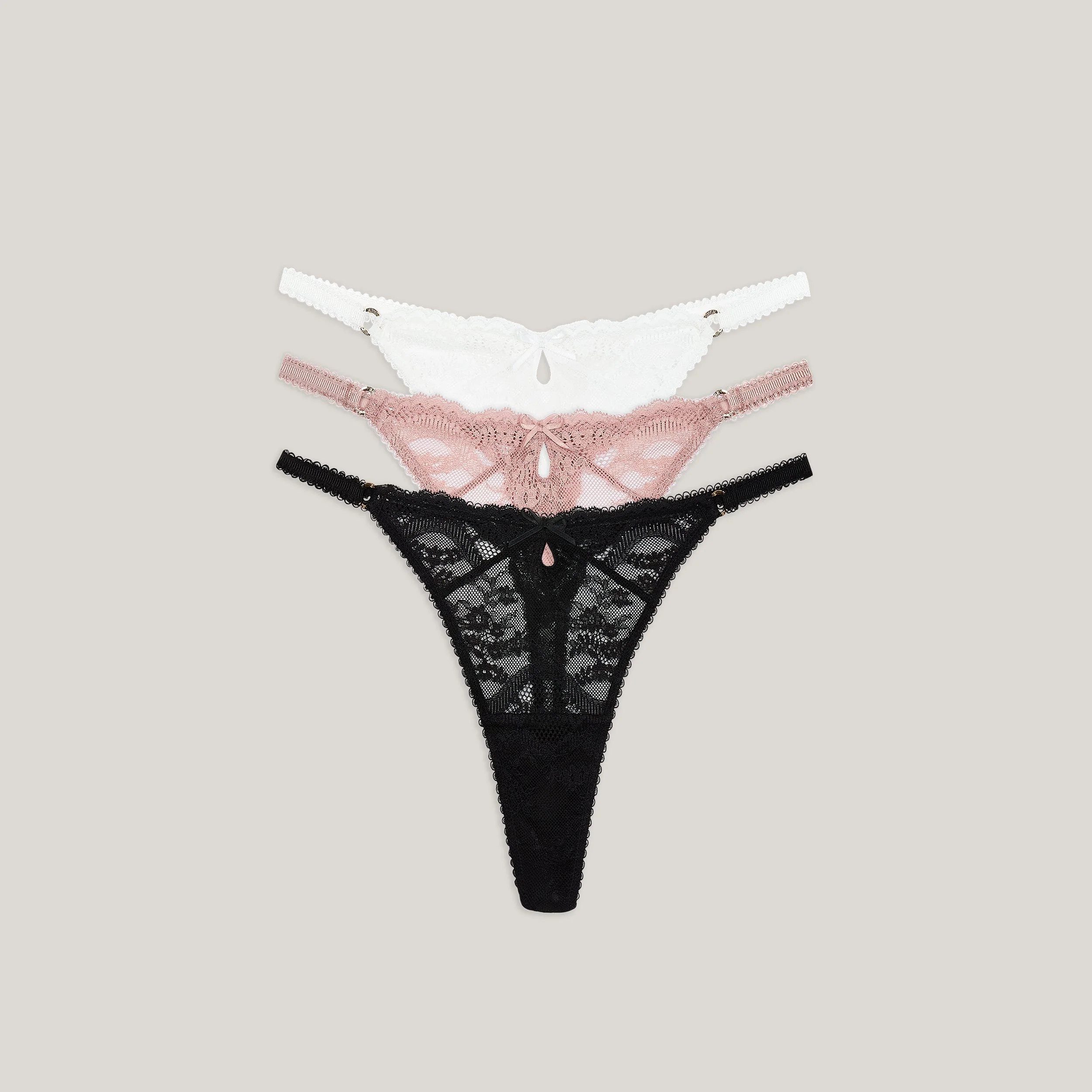 Lace Thongs (3-Pack) - Neutral