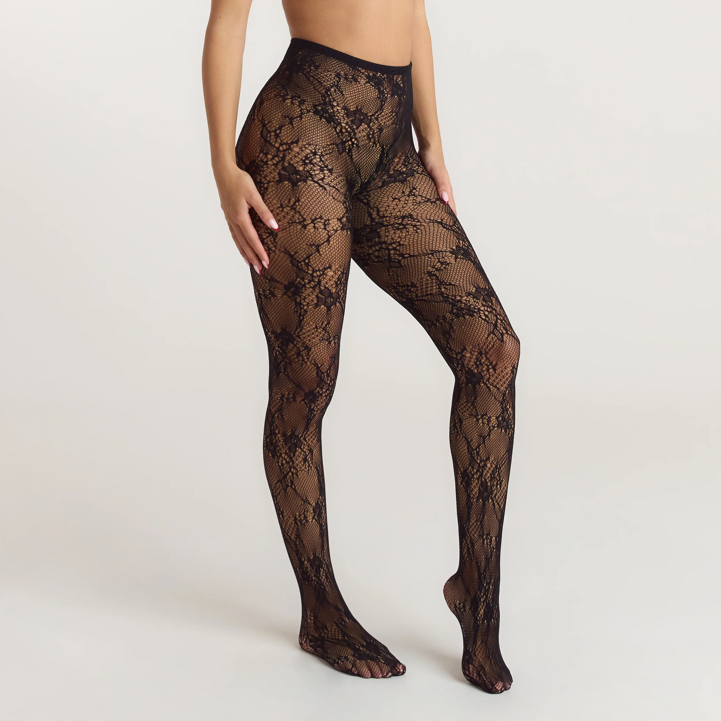 Lace Tights (40 Denier) - Black - Image 4