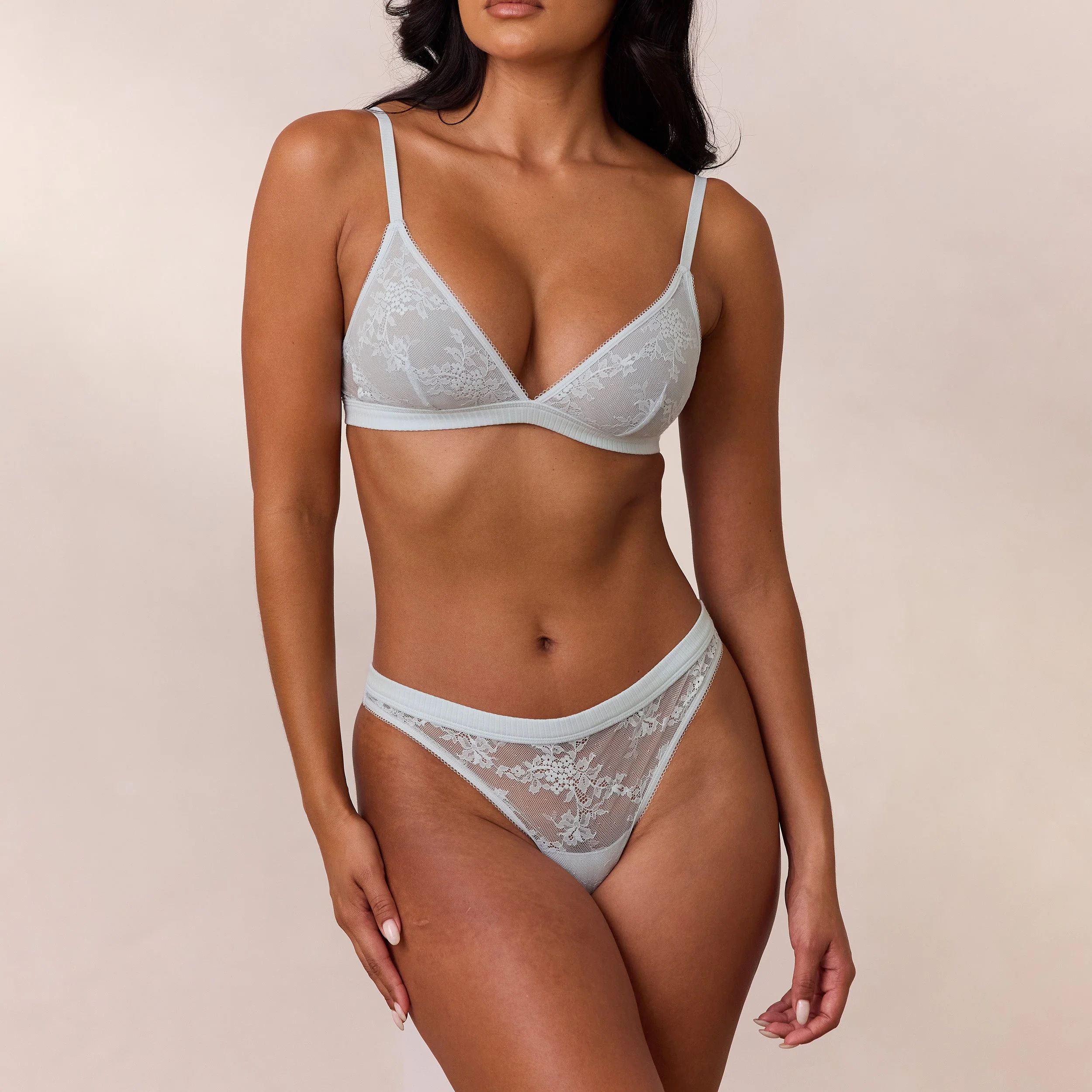 Lace Triangle Bralette - Blue - Image 3