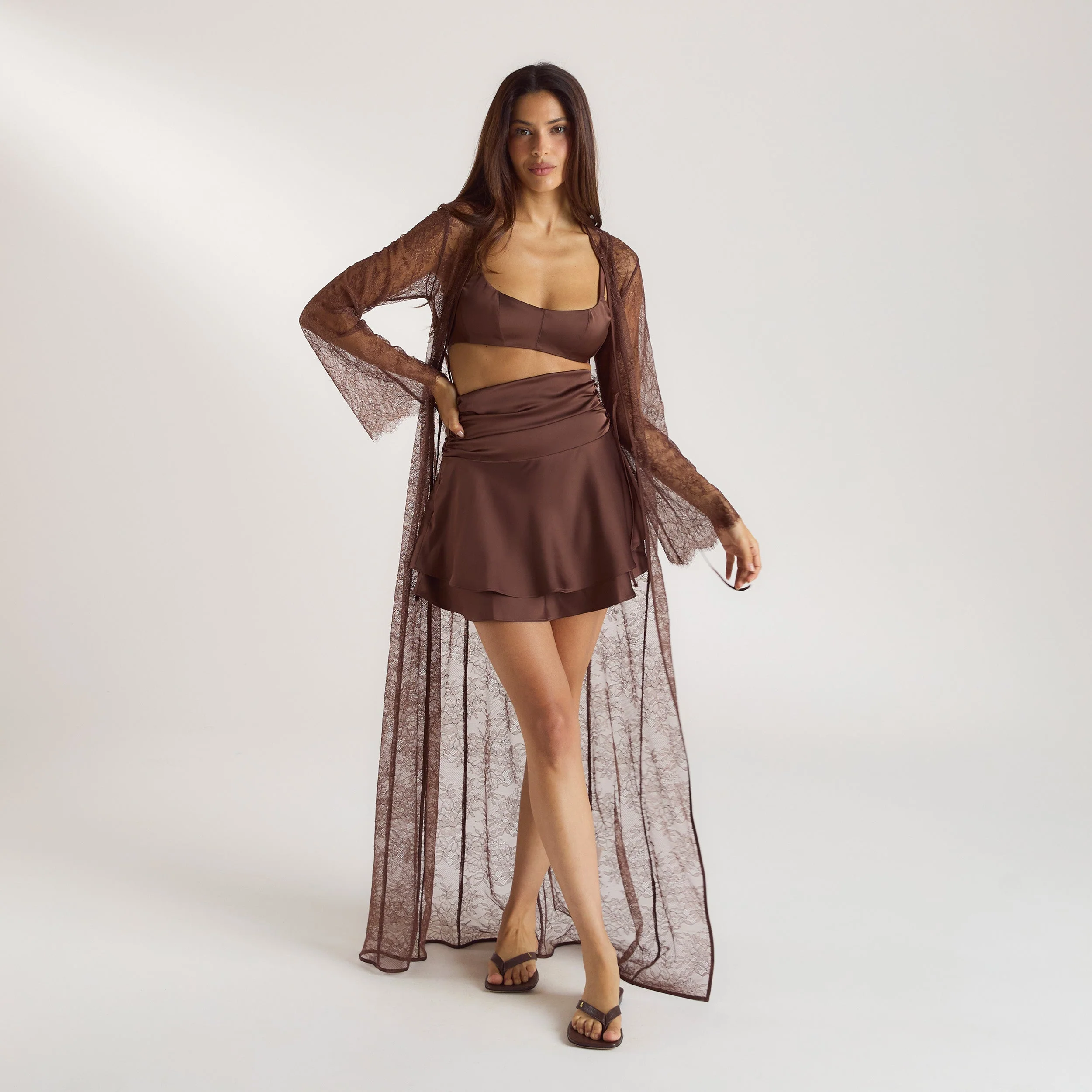 Mimi Lace Maxi Robe - Chocolate - Image 5