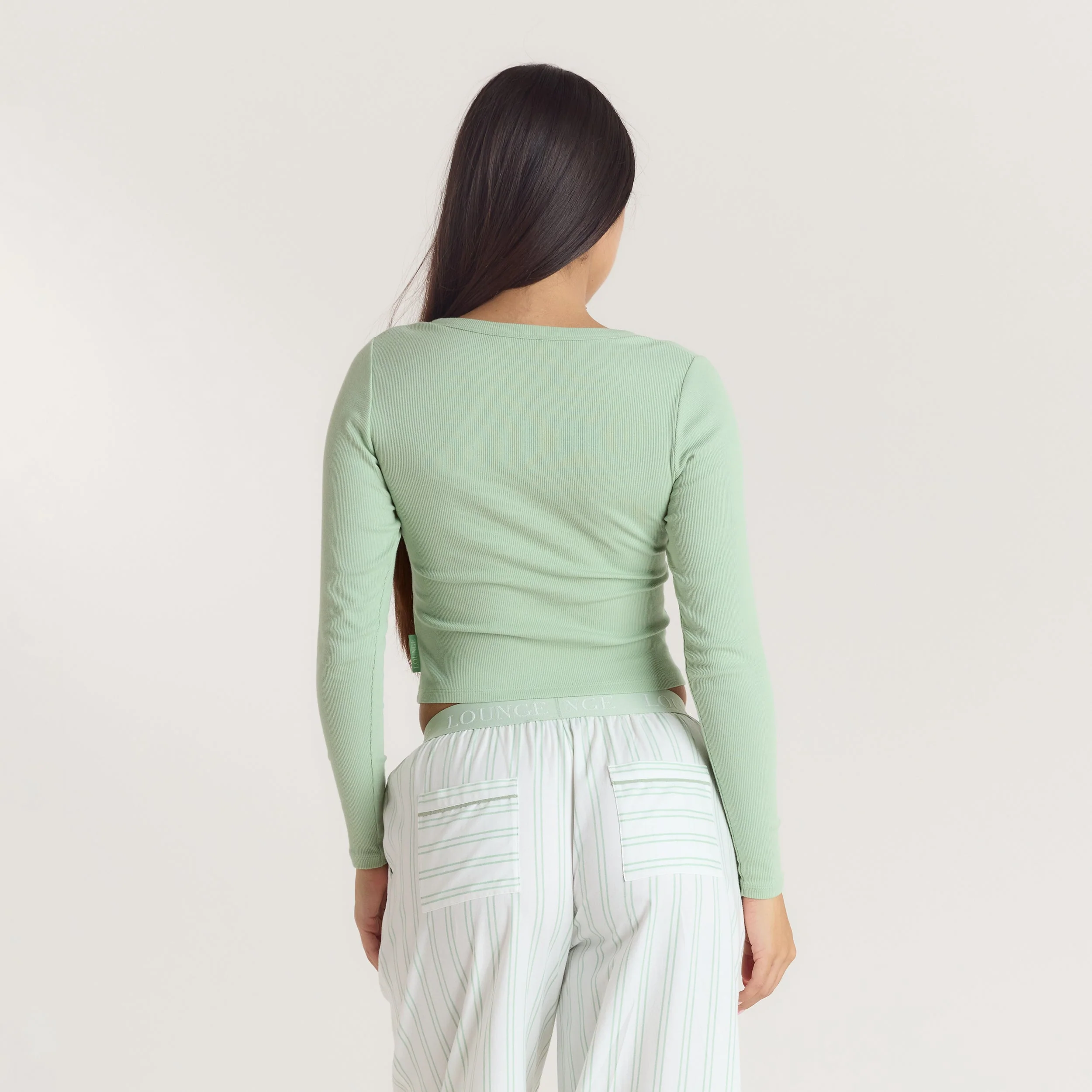 Mistletoe Henley Pajama Top - Sage - Image 2