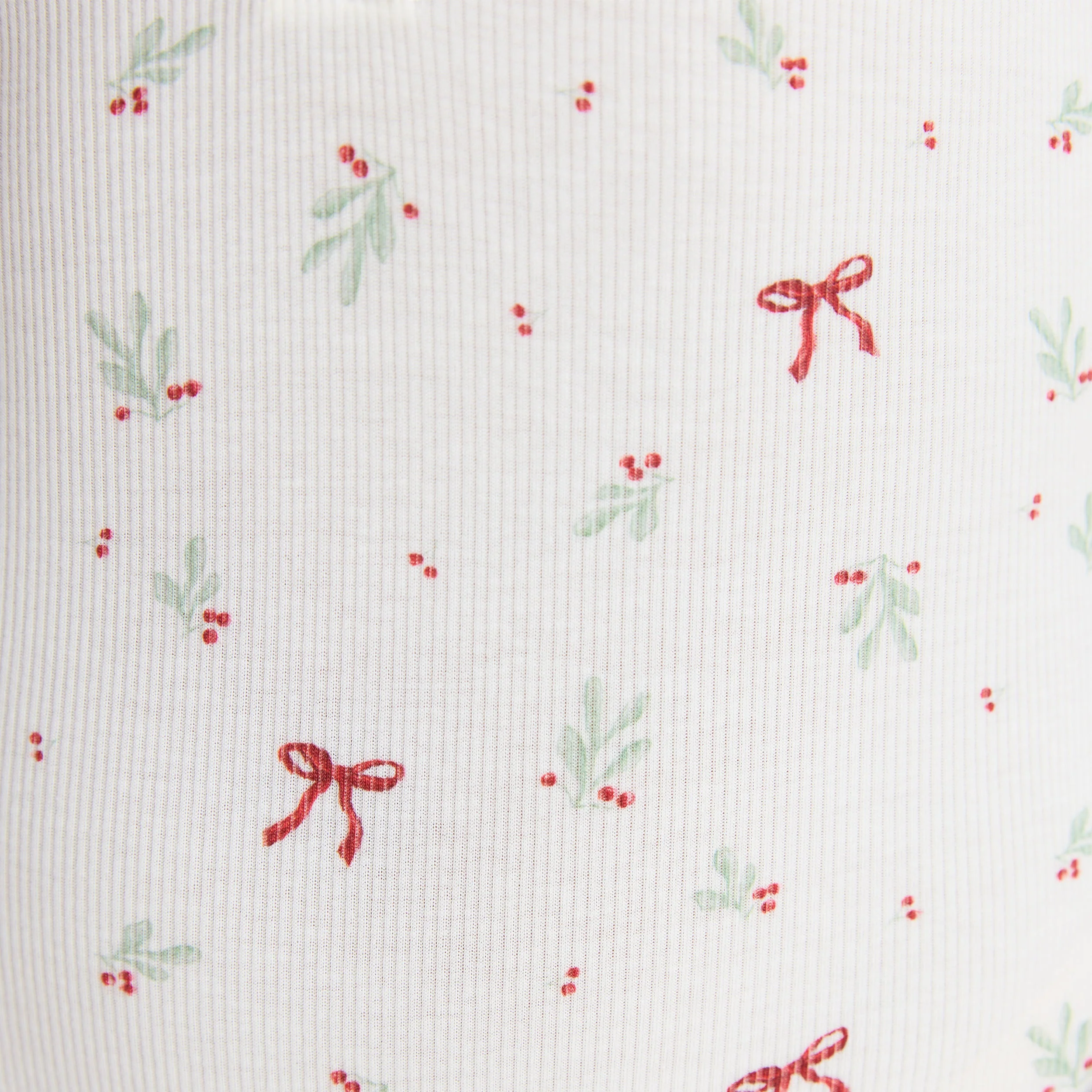 Mistletoe Ribbed Romper - Bow Print - Image 3