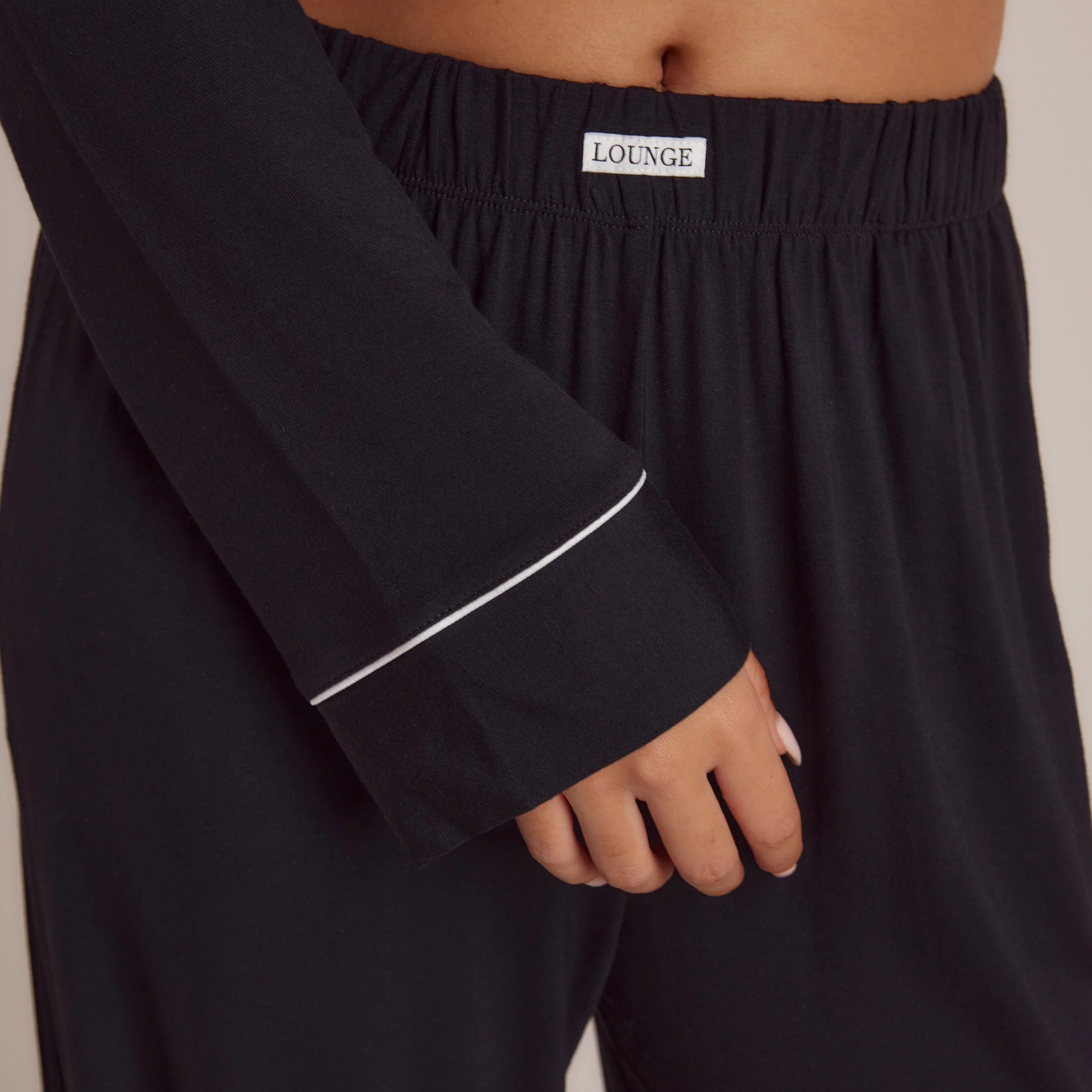 Modal Pajama Pants - Black - Image 3