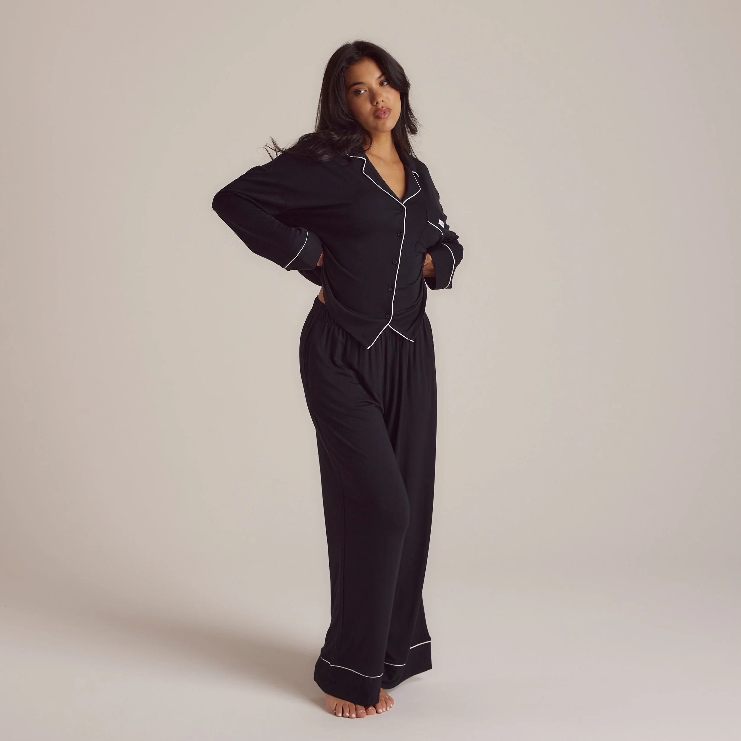 Modal Pajama Pants - Black - Image 4
