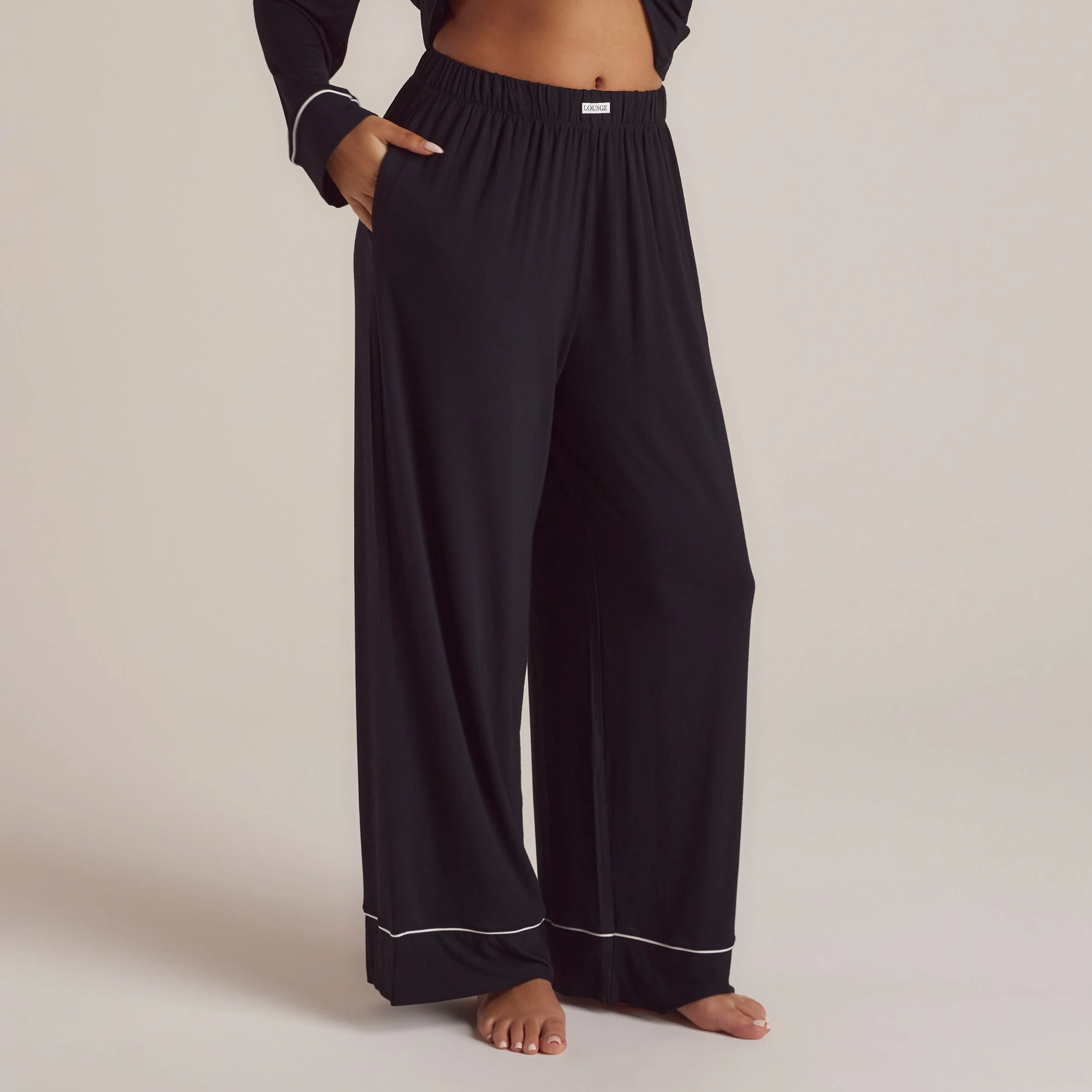 Modal Pajama Pants - Black - Image 5