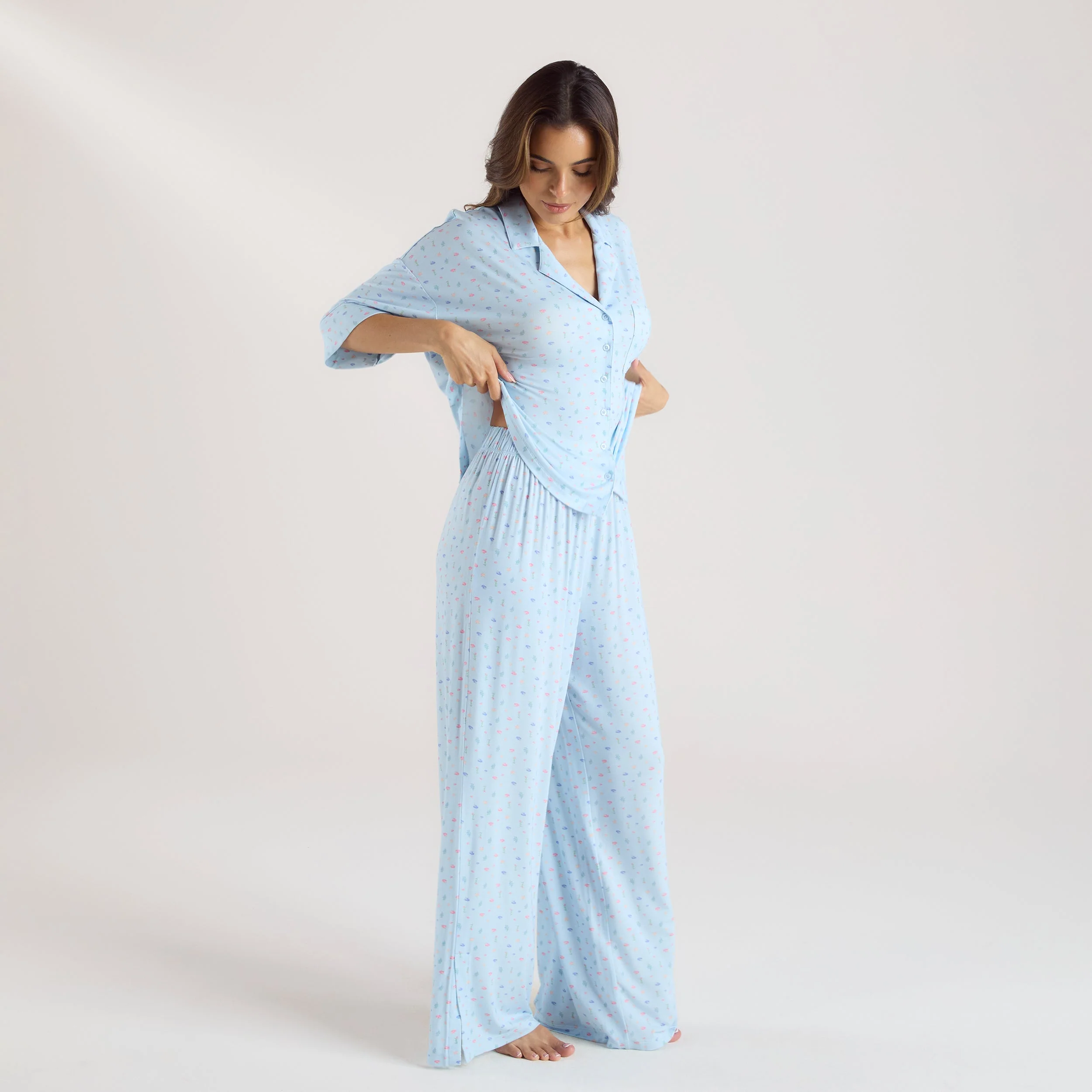 Modal Pajama Pants - Blue Floral - Image 3