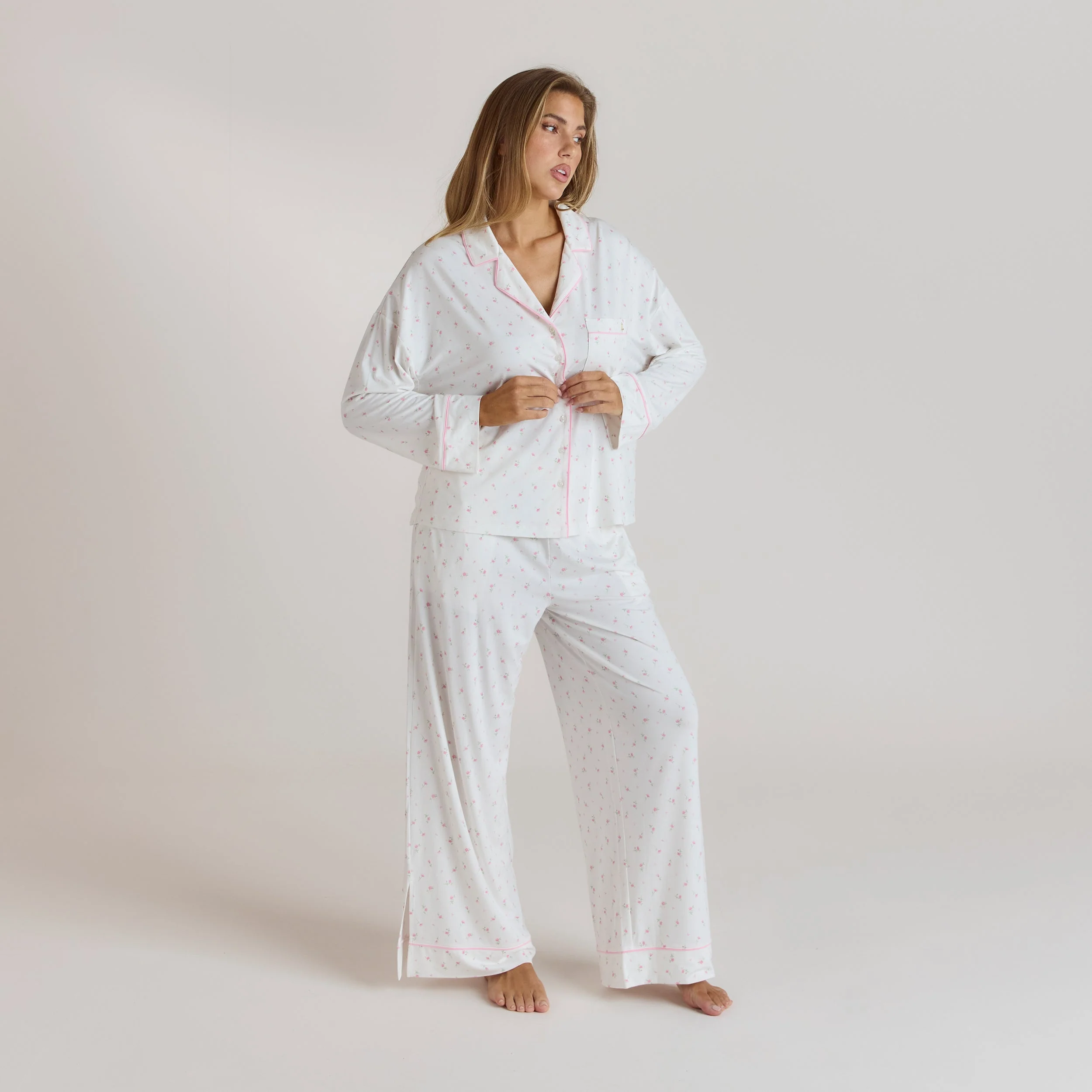 Modal Pajama Pants - Floral Print - Image 3