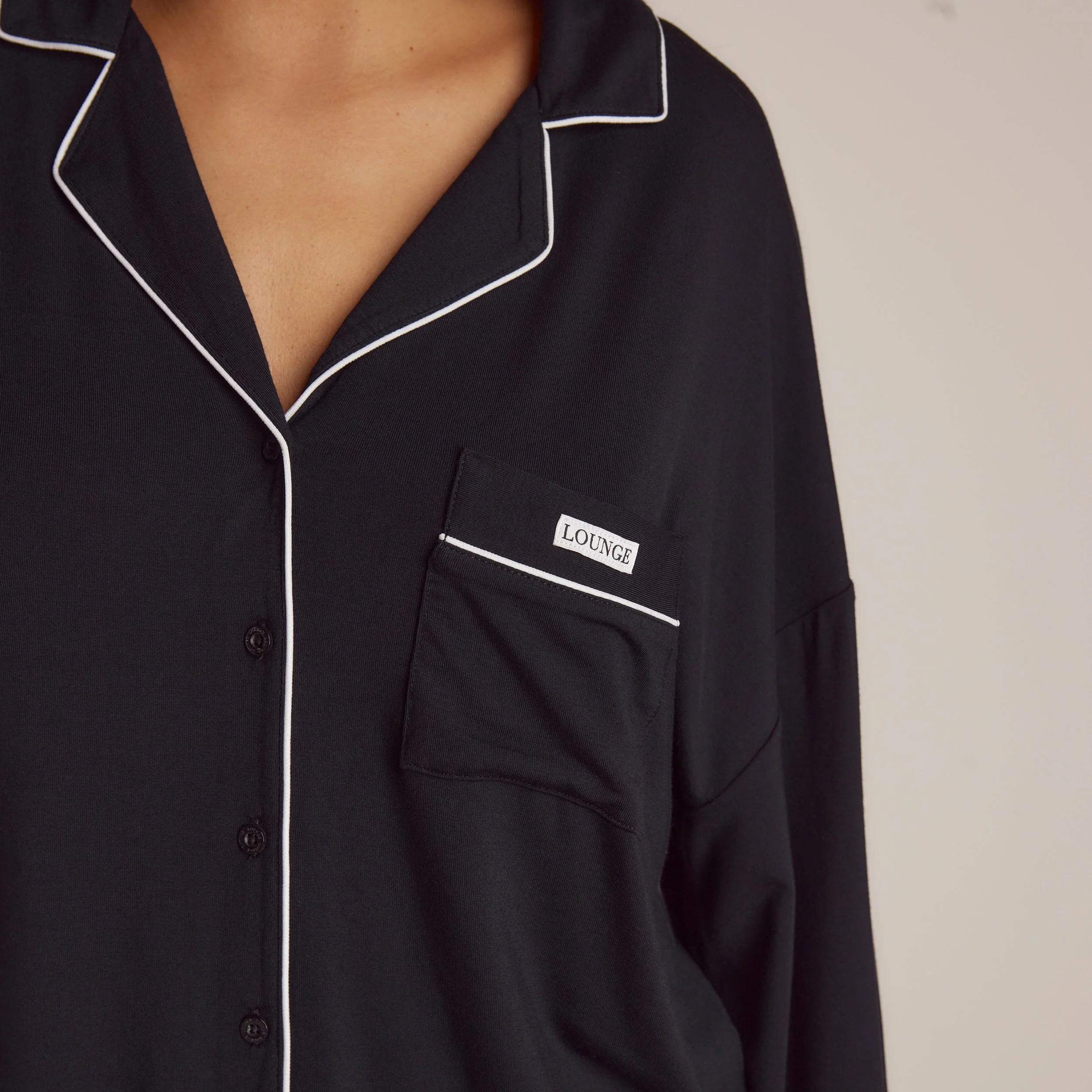 Modal Pajama Shirt - Black - Image 3