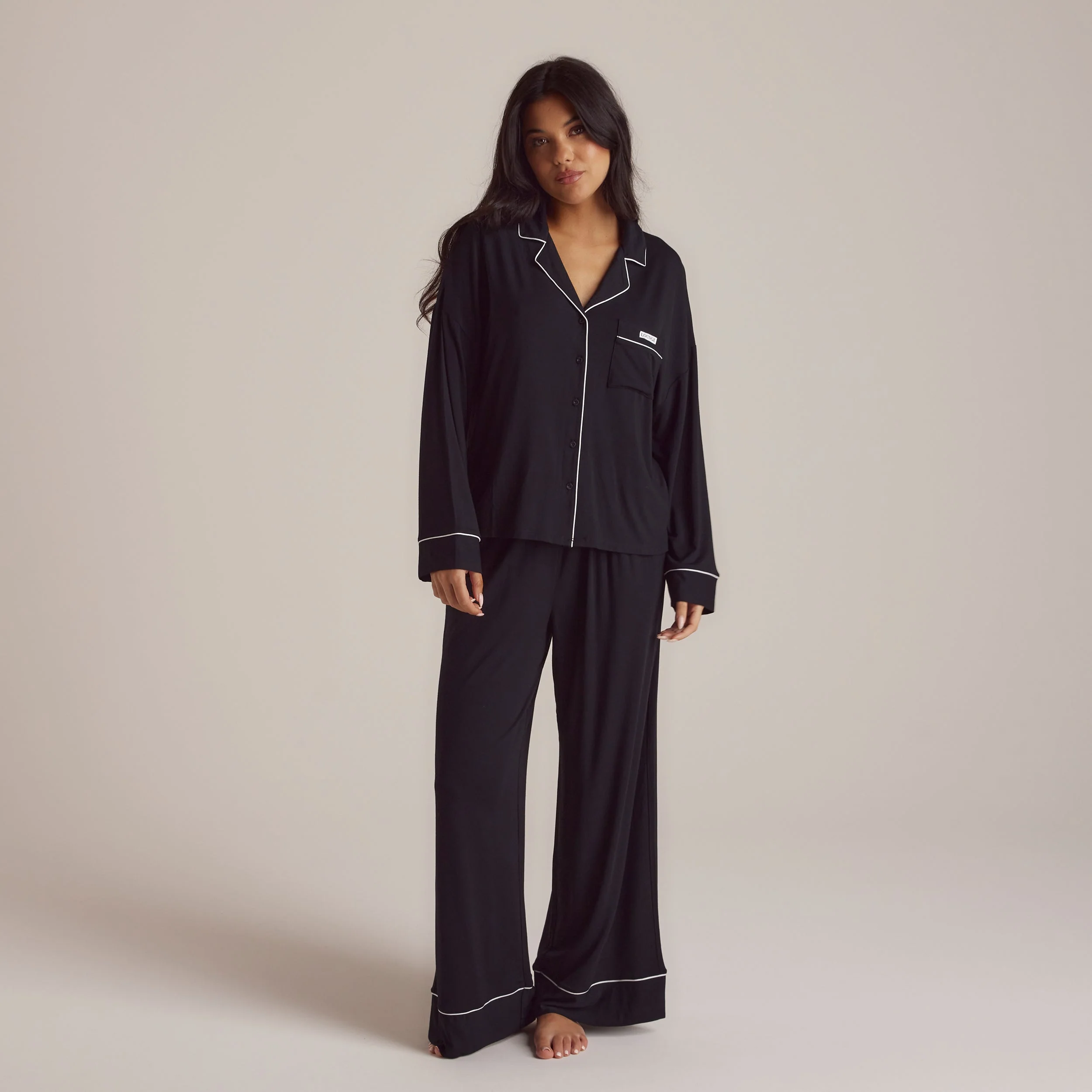 Modal Pajama Shirt - Black - Image 4