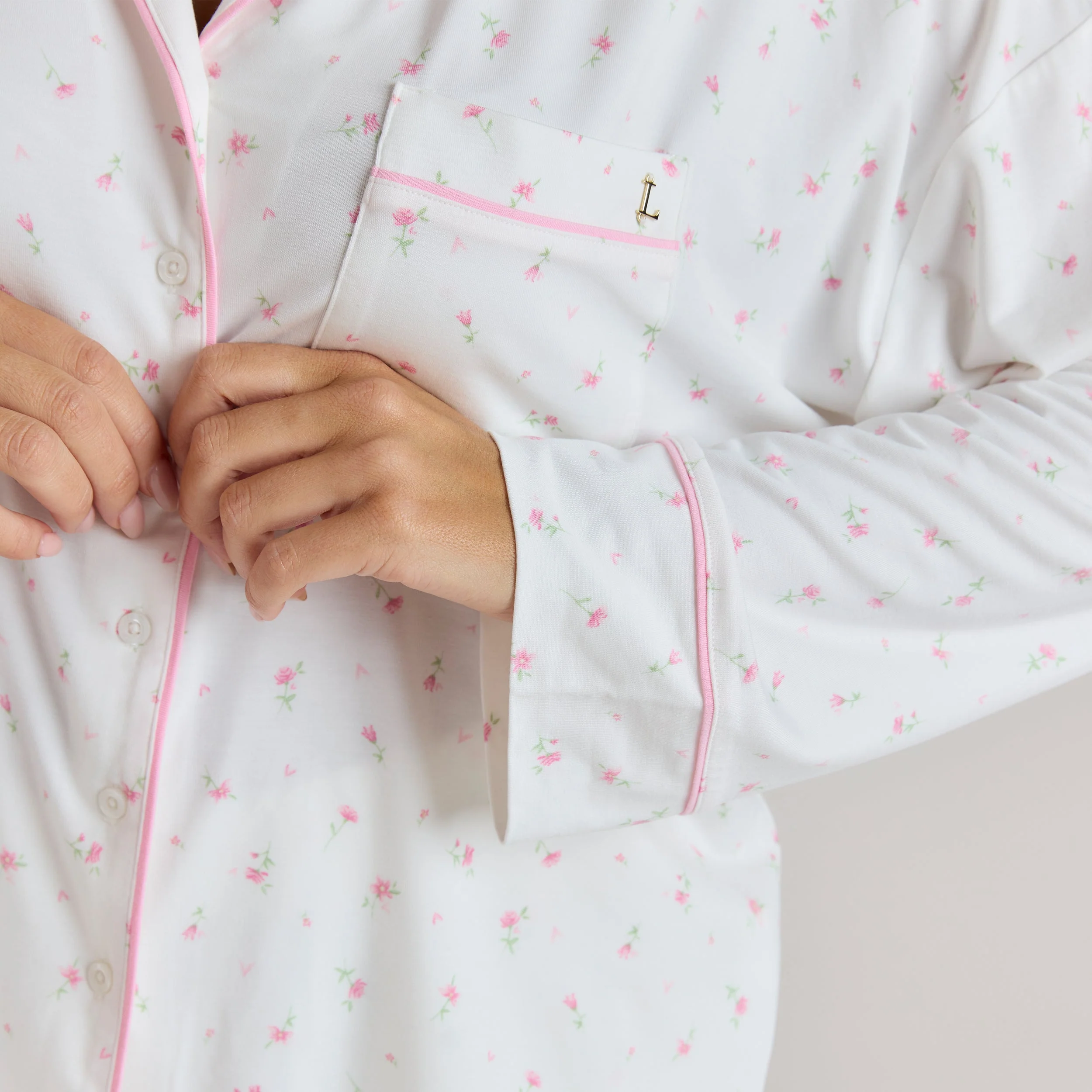 Modal Pajama Shirt - Floral Print - Image 6