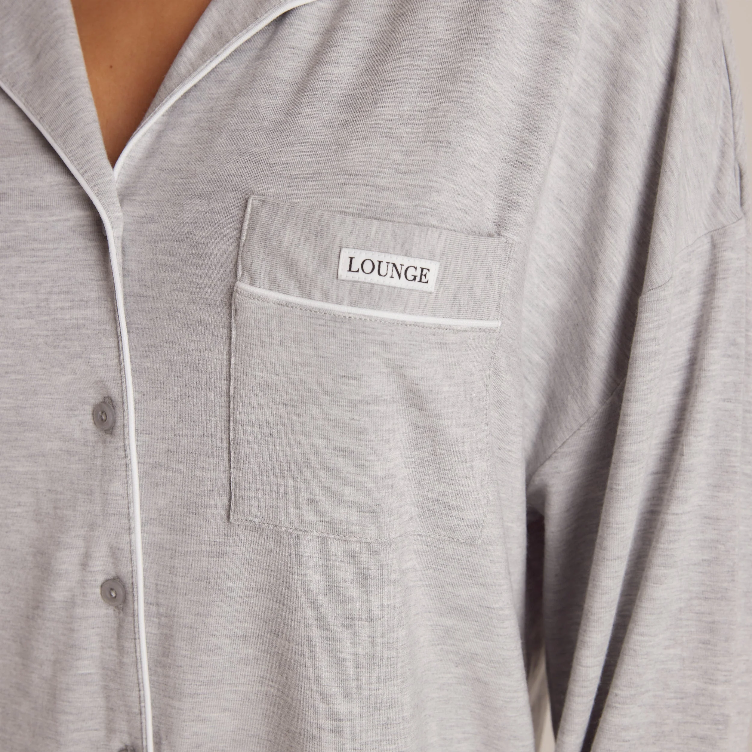 Modal Pajama Shirt - Grey Marl - Image 6