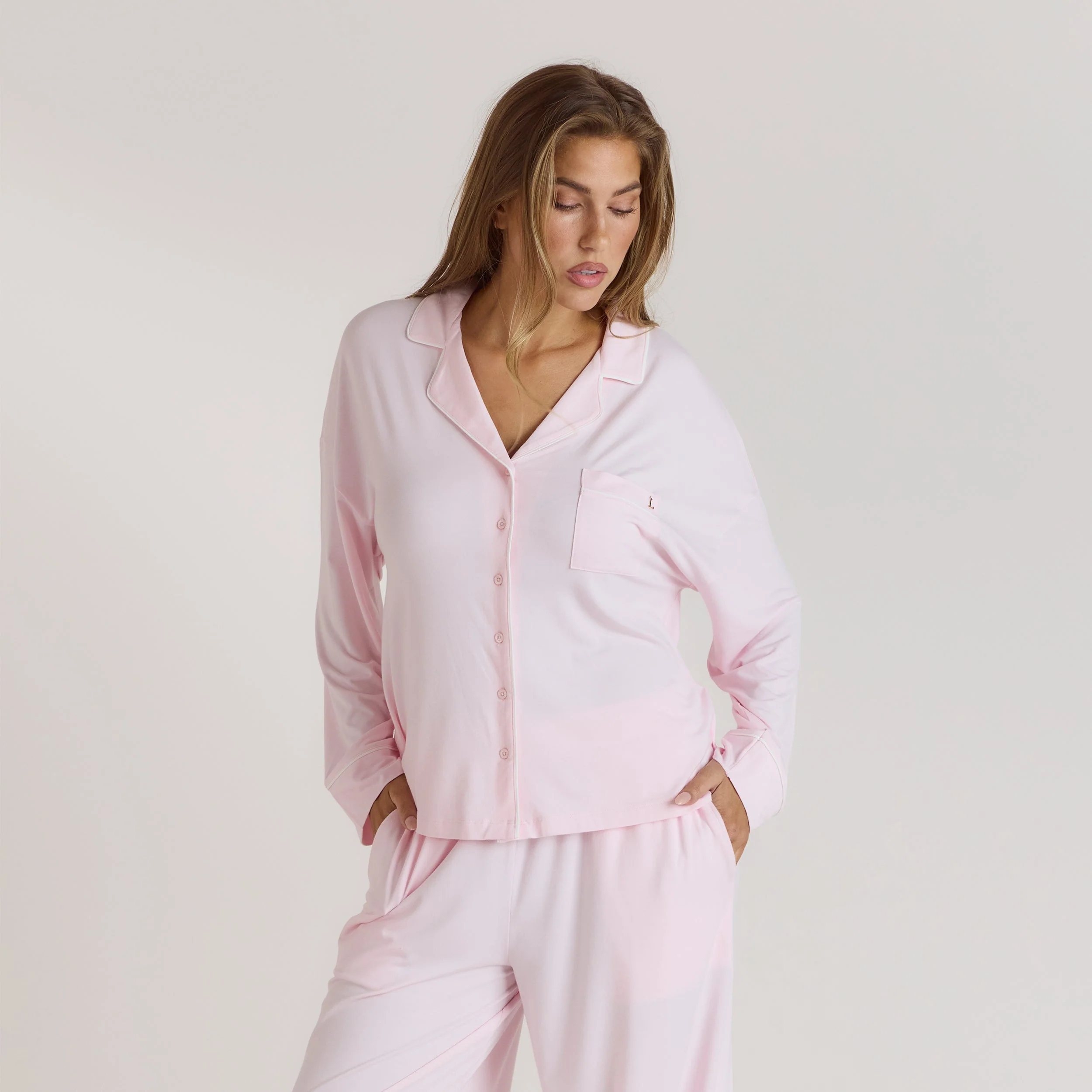 Modal Pajama Shirt - Pink - Image 6